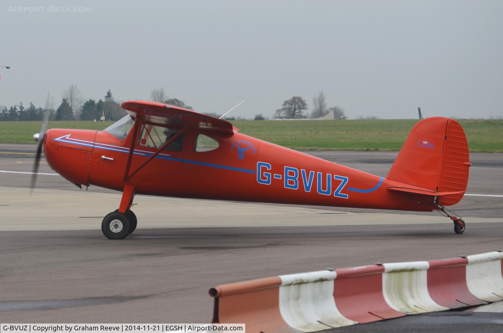G-BVUZ, 1946 Cessna 120 C/N 11334, Just landed at Norwich.