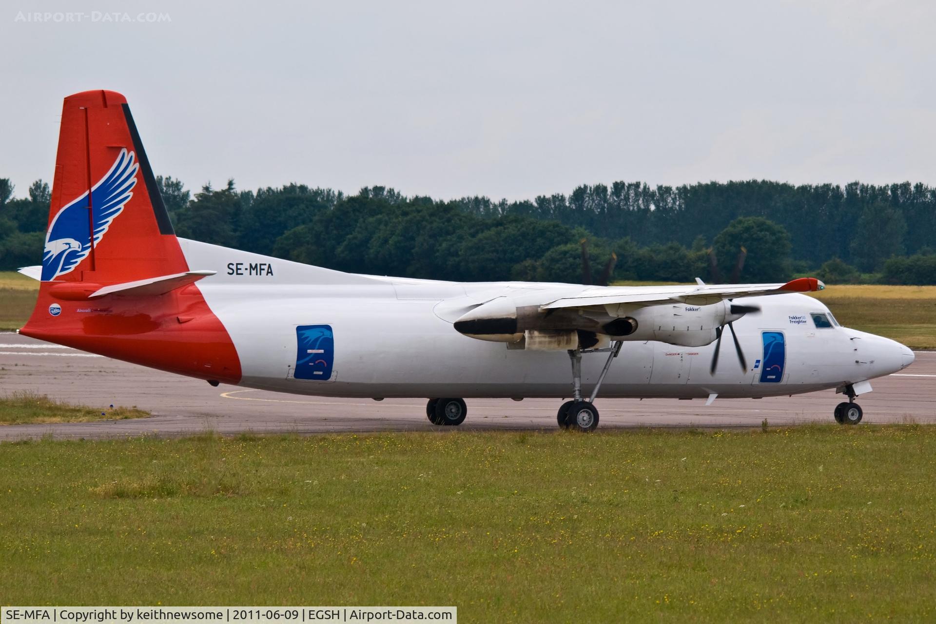 SE-MFA, 1988 Fokker 50 C/N 20118, About to leave from runway 27.