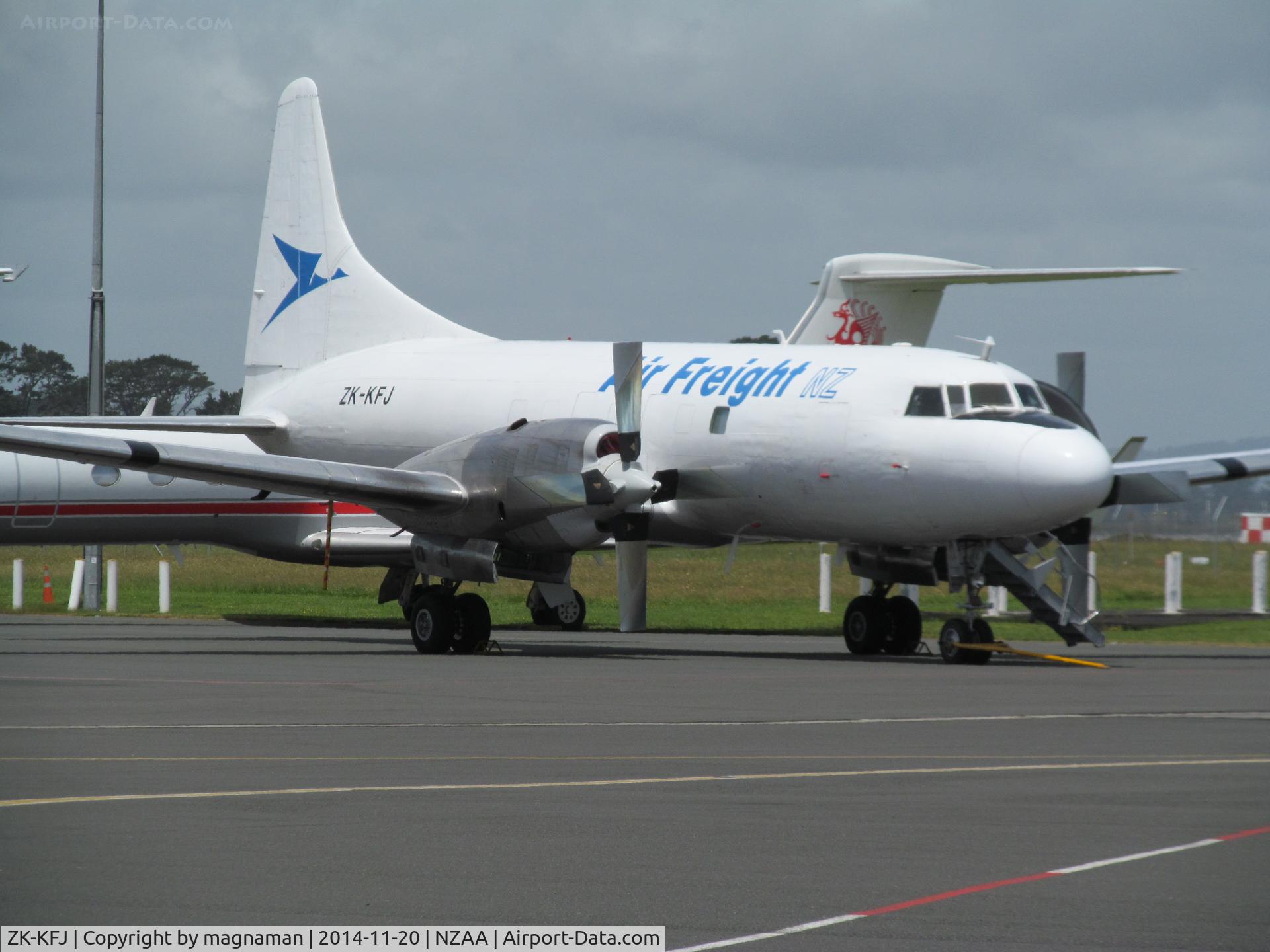 ZK-KFJ, Convair 580/F C/N 114, on convair apron - 3 out today all at once.