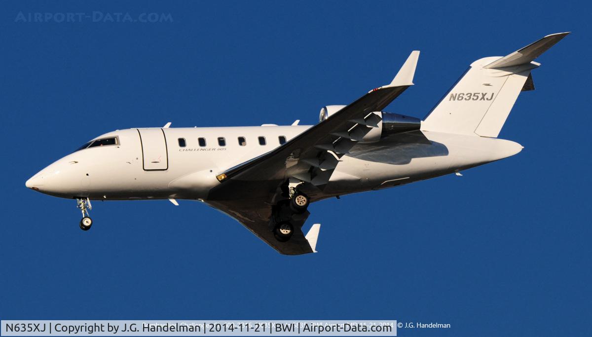 N635XJ, 2009 Bombardier Challenger 605 (CL-600-2B16) C/N 5835, On final to 28.