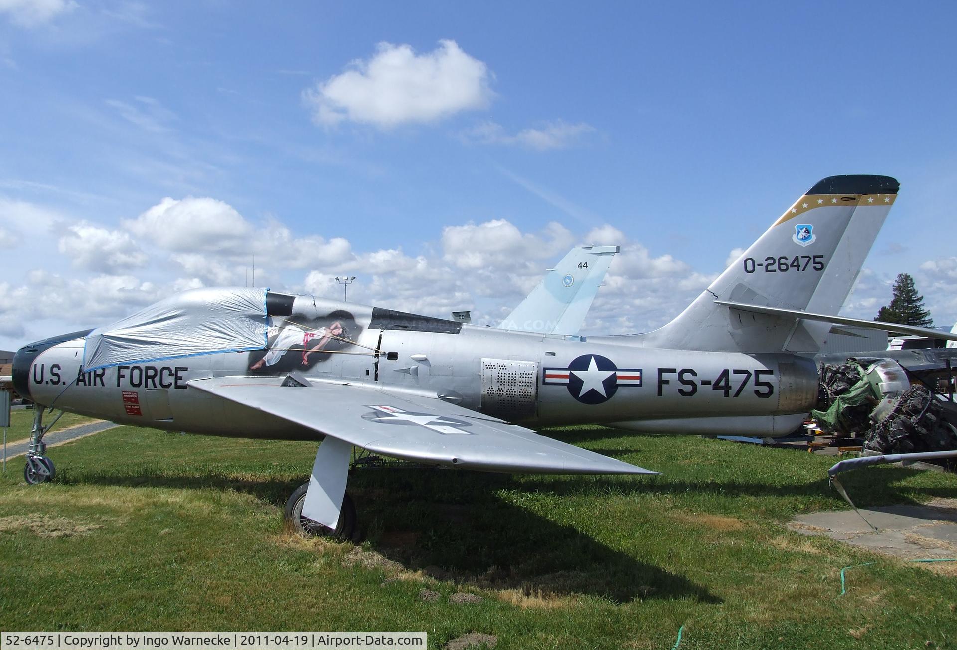 52-6475, 1952 Republic F-84F Thunderstreak C/N Not found 52-6475, Republic F-84F Thunderstreak at the Pacific Coast Air Museum, Santa Rosa CA