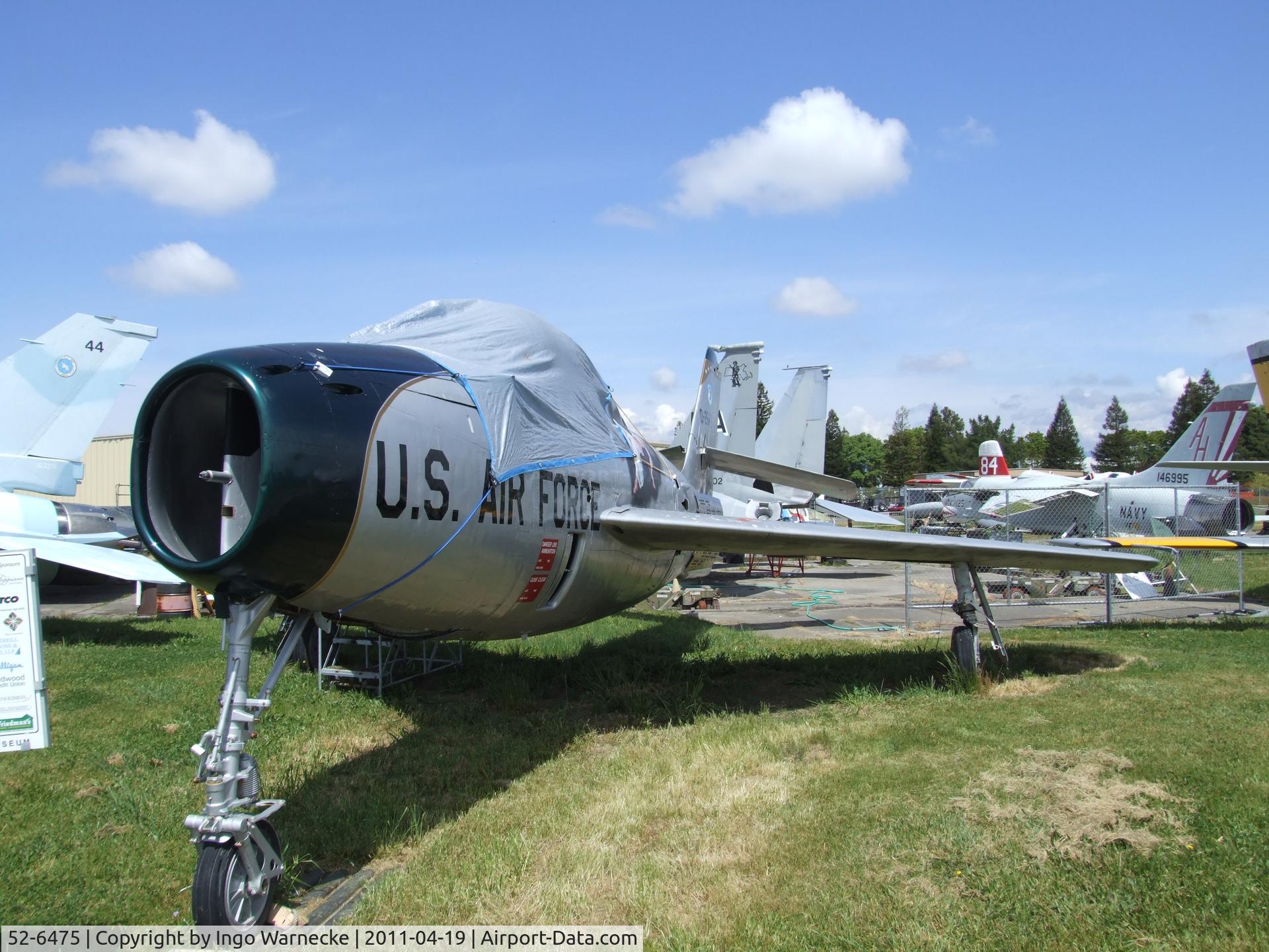 52-6475, 1952 Republic F-84F Thunderstreak C/N Not found 52-6475, Republic F-84F Thunderstreak at the Pacific Coast Air Museum, Santa Rosa CA