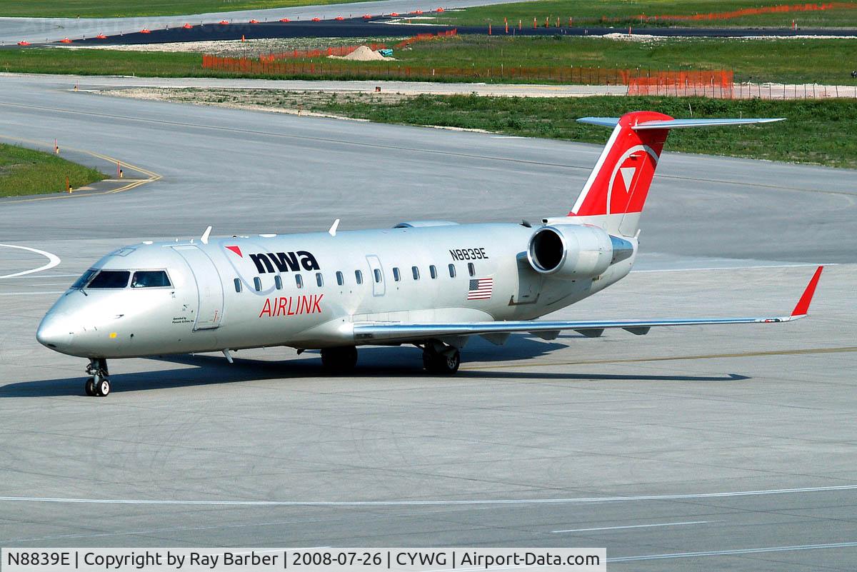 N8839E, 2003 Bombardier CRJ-440 (CL-600-2B19) C/N 7839, Canadair CRJ-200LR [7839] (Northwest Airlines Airlink) Winnipeg-International~C 26/07/2008