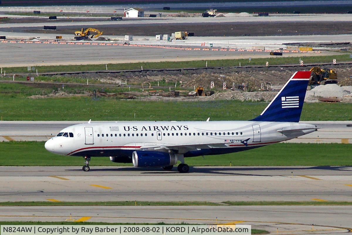 N824AW, 2001 Airbus A319-132 C/N 1490, Airbus A319-132 [1490] (US Airways) Chicago-O Hare International~N 02/08/2008