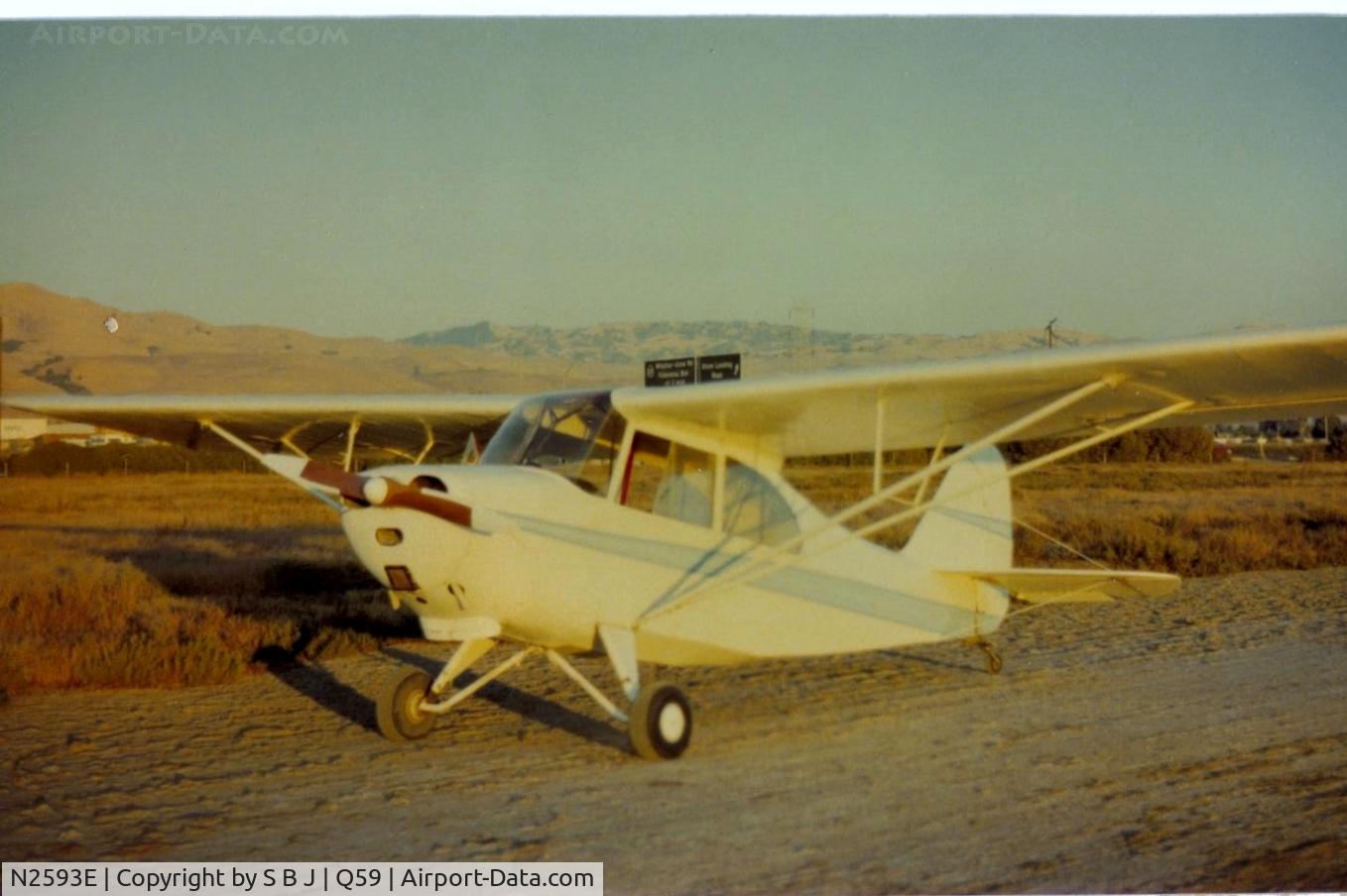 N2593E, 1946 Aeronca 7AC Champion C/N 7AC-6175, 93E at the old Fremont airport on the dirt runway (like the big airports Fremont had two runways and it was nice) in the late afternoon sun.