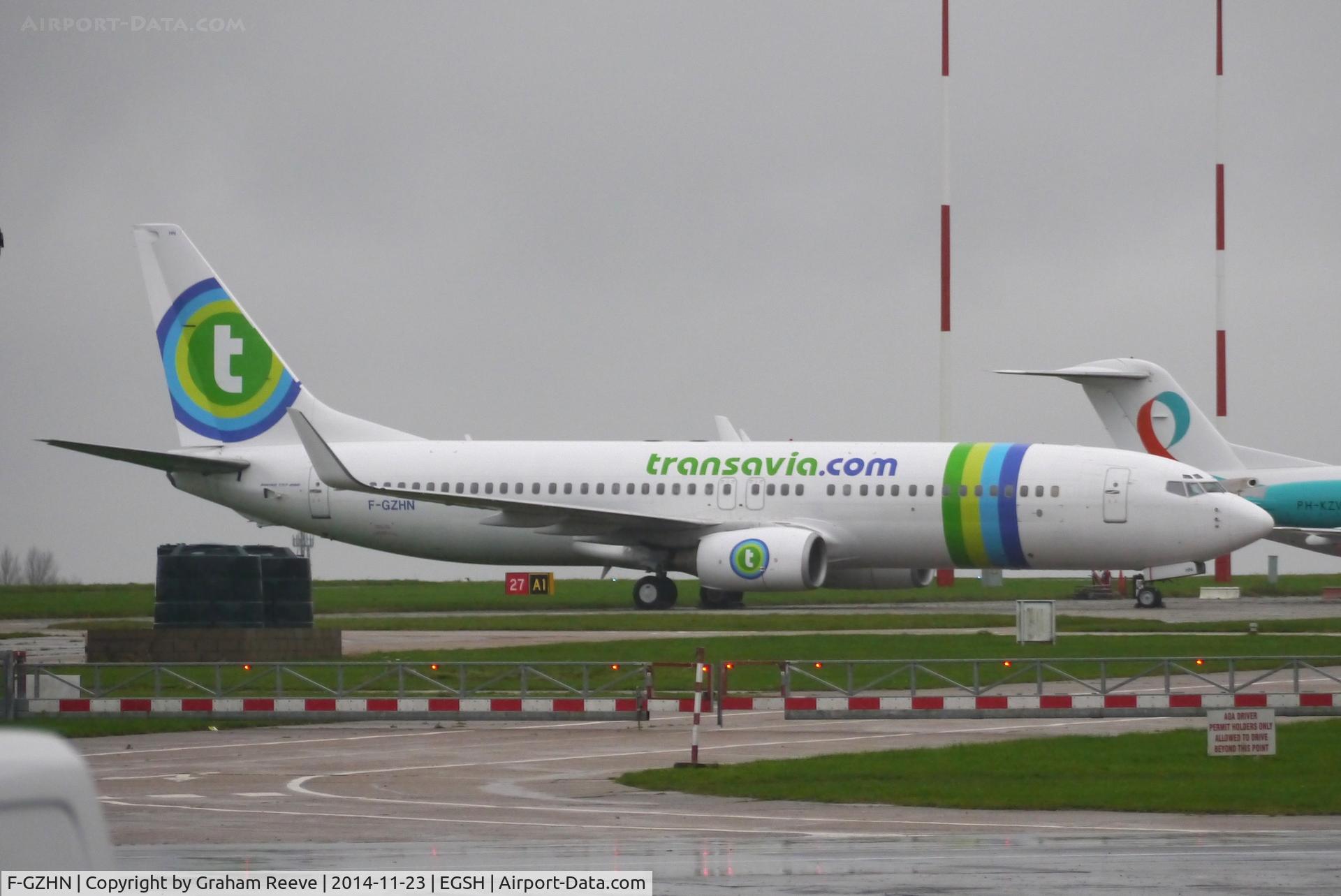 F-GZHN, 1999 Boeing 737-85H C/N 29445, Parked at Norwich.