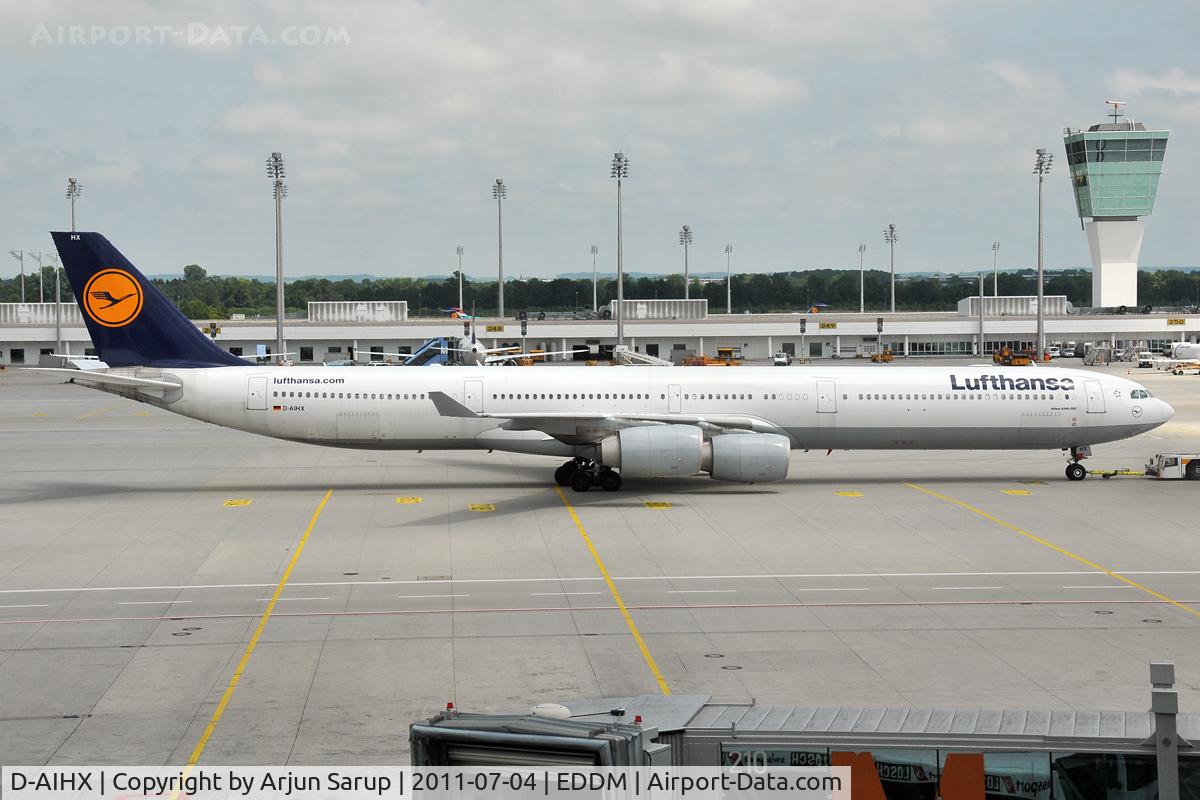 D-AIHX, 2009 Airbus A340-642 C/N 981, Pushing back at MUC.