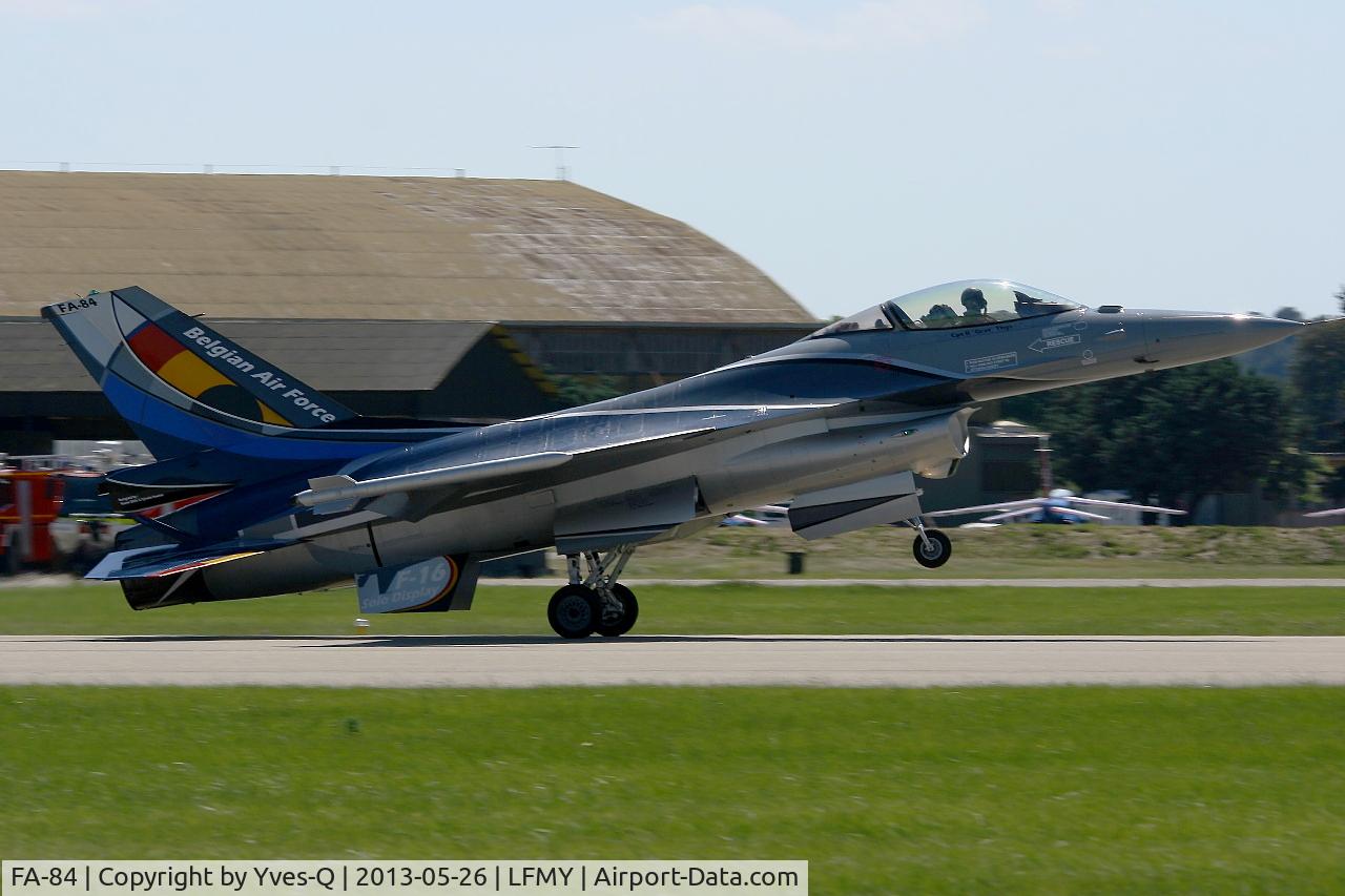 FA-84, 1980 SABCA F-16AM Fighting Falcon C/N 6H-84, Belgian Air Force General Dynamics SABCA F-16AM  Fighting Falcon, Landing rwy 34, Salon de Provence Air Base 701 (LFMY) Open day 2013