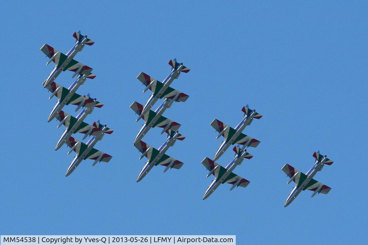 MM54538, Aermacchi MB-339PAN C/N 6759/154/AA070, Italian Air Force Aermacchi MB-339PAN, Number 1 in may 2013, Frecce Tricolori Leader, Salon De Provence Air Base 701 (LFMY)