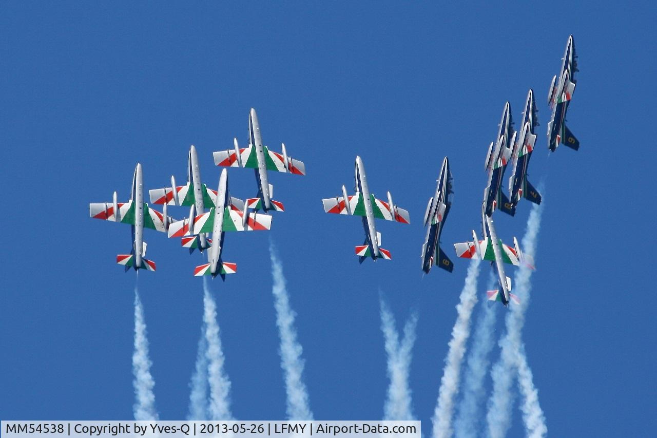 MM54538, Aermacchi MB-339PAN C/N 6759/154/AA070, Italian Air Force Aermacchi MB-339PAN, Number 1 in may 2013, Italian Frecce Tricolori Leader, Salon De Provence Air Base 701 (LFMY) Open day 2013
