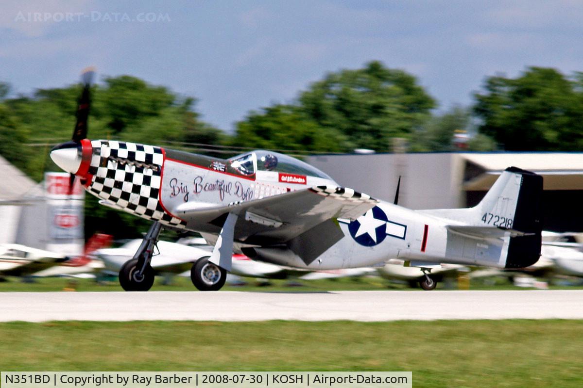 N351BD, 1944 North American F-51D Mustang C/N 44-85634, North American P-51D Mustang [124-44490] Oshkosh-Wittman Regional~N 30/07/2008