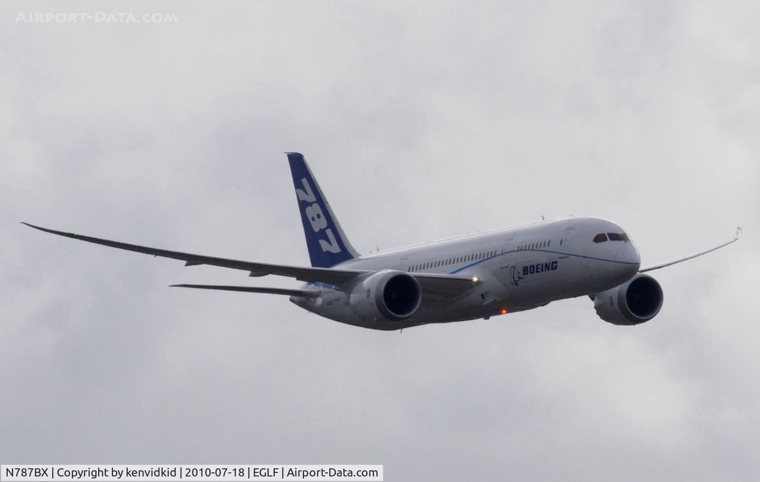 N787BX, 2010 Boeing 787-8 Dreamliner C/N 40692, Arriving for static display at FIA 2010.