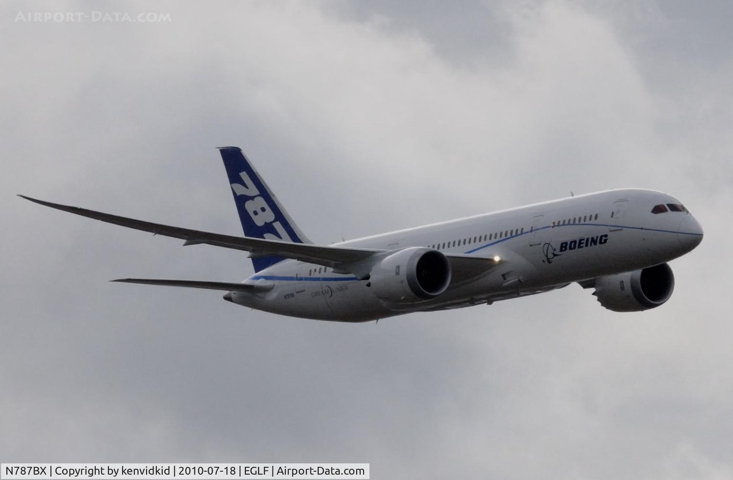 N787BX, 2010 Boeing 787-8 Dreamliner C/N 40692, Arriving for static display at FIA 2010.