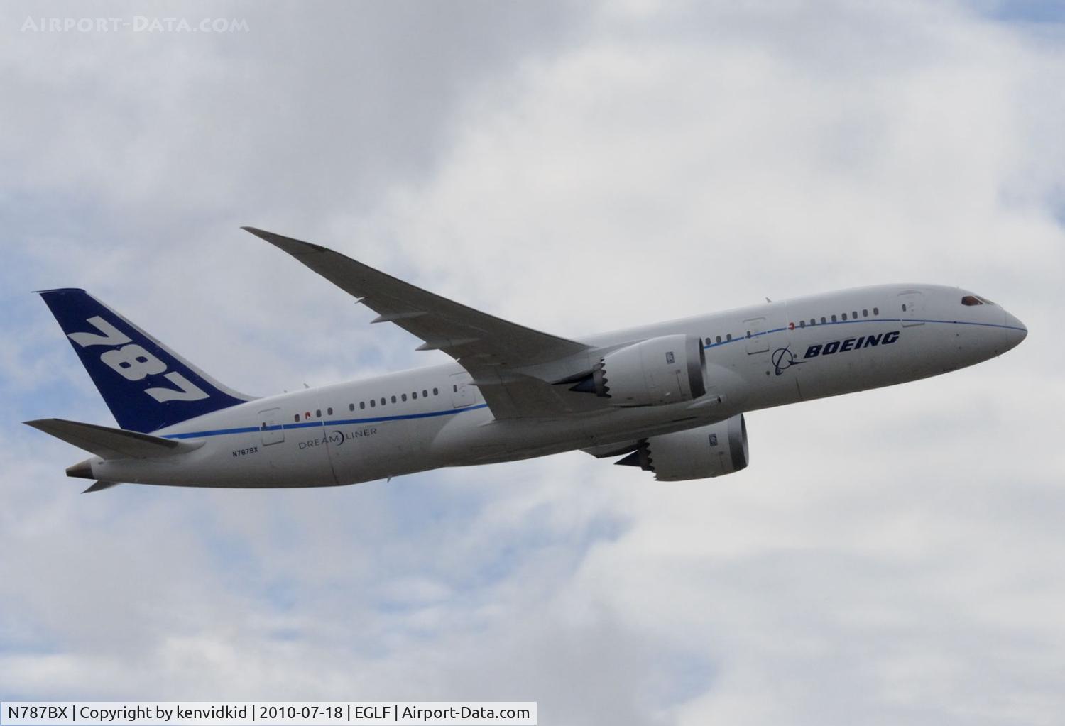 N787BX, 2010 Boeing 787-8 Dreamliner C/N 40692, Arriving for static display at FIA 2010.