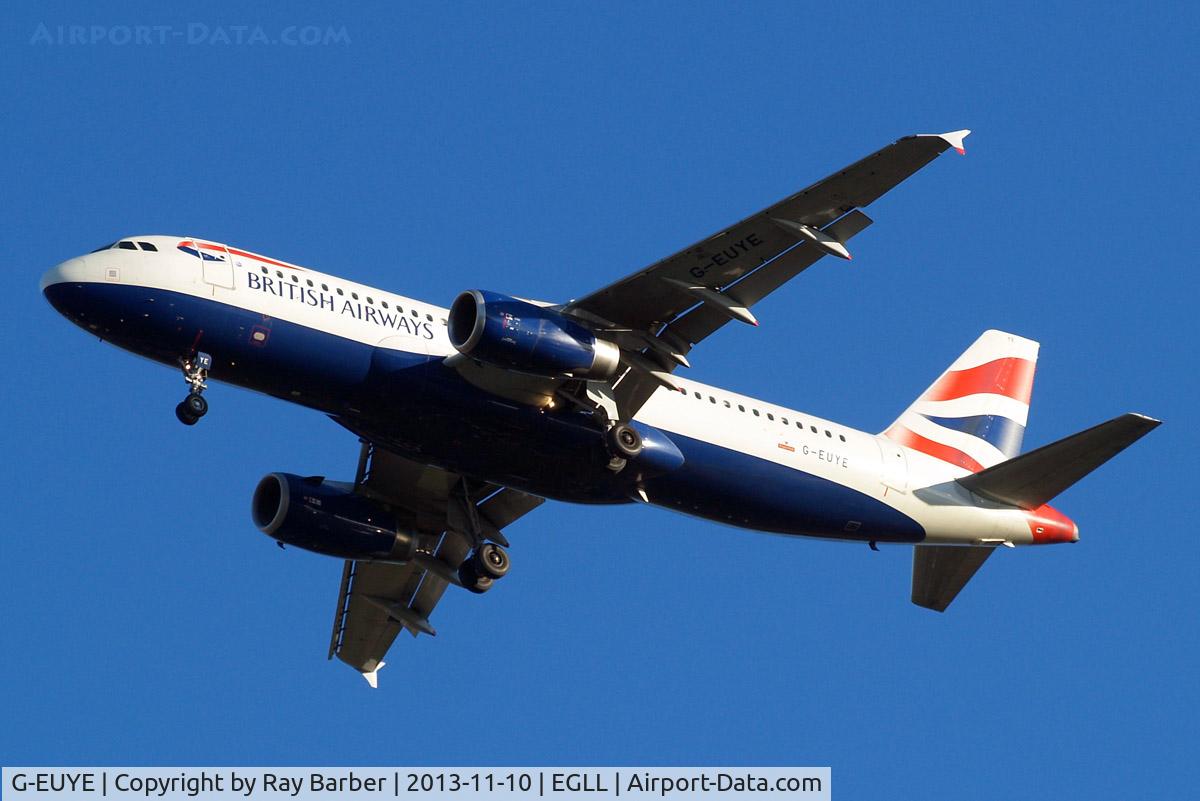 G-EUYE, 2009 Airbus A320-232 C/N 3912, Airbus A320-232 [3912] (British Airways) Home~G 10/11/2013. On approach 27R.