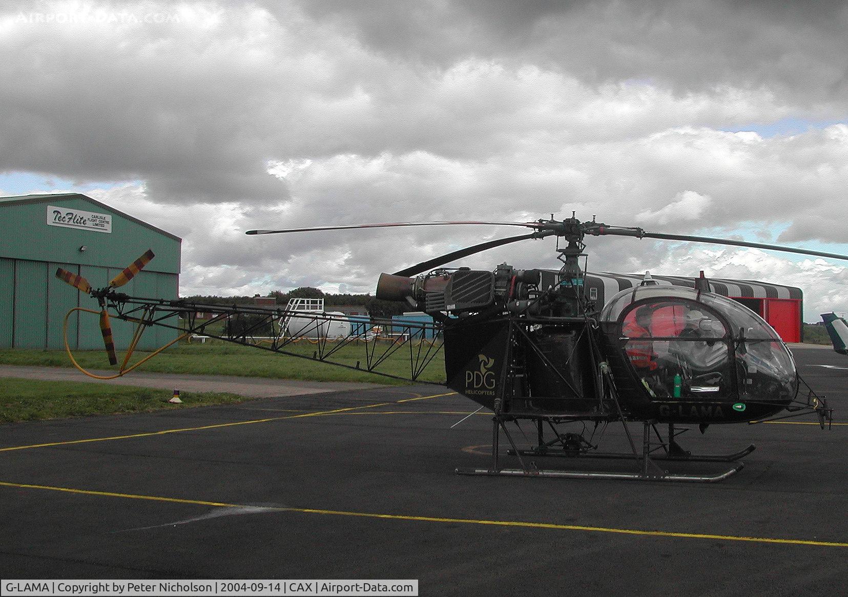 G-LAMA, 1973 Aerospatiale AS-350B Ecureuil C/N 2348, Another view of this SA.315B Lama of PDG Helicopters visiting Carlisle in September 2004.