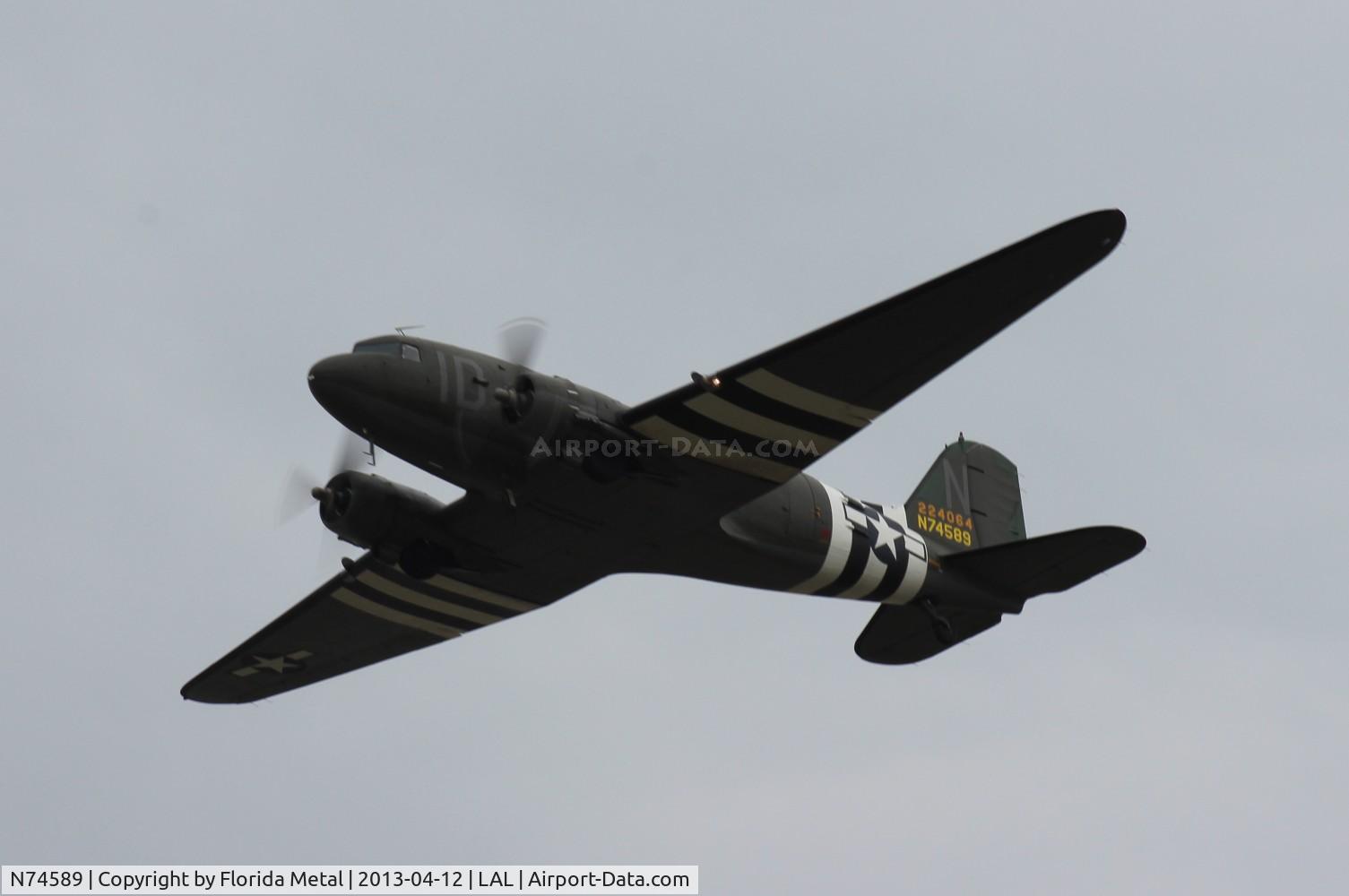 N74589, 1943 Douglas DC3C-S1C3G (C-47A) C/N 9926, C-47 over Sun N Fun 2013
