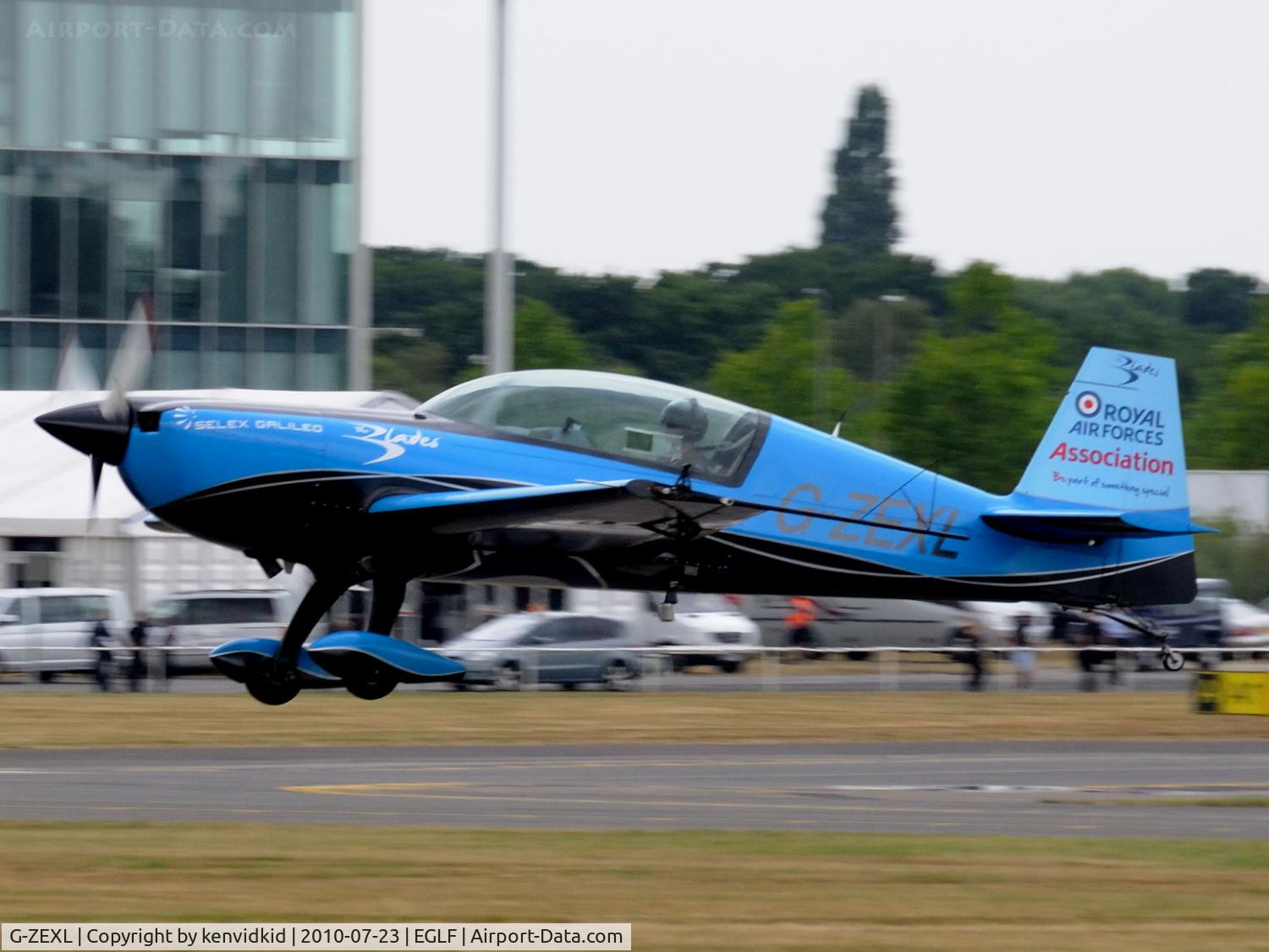G-ZEXL, 2006 Extra EA-300L C/N 1225, Blades landing after their display.
