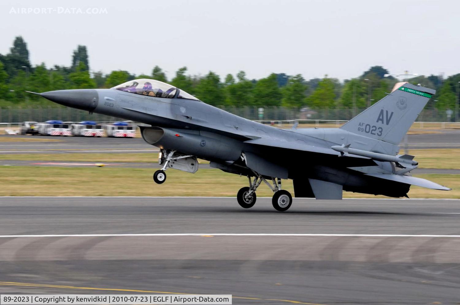 89-2023, 1989 General Dynamics F-16CG Night Falcon C/N 1C-176, Displaying at FIA 2010.