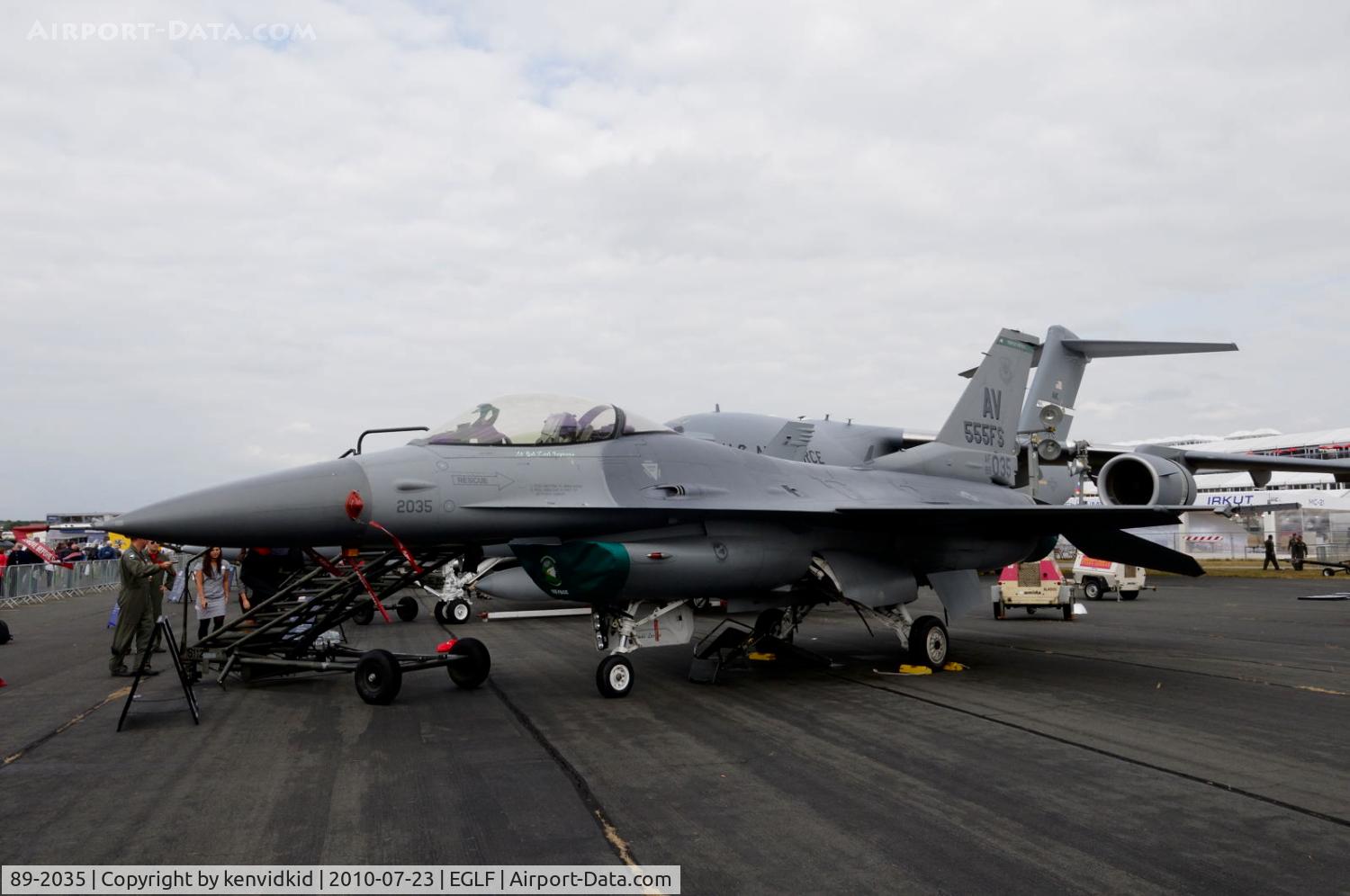 89-2035, 1989 General Dynamics F-16CG C/N 1C-188, On static display at FIA 2010.