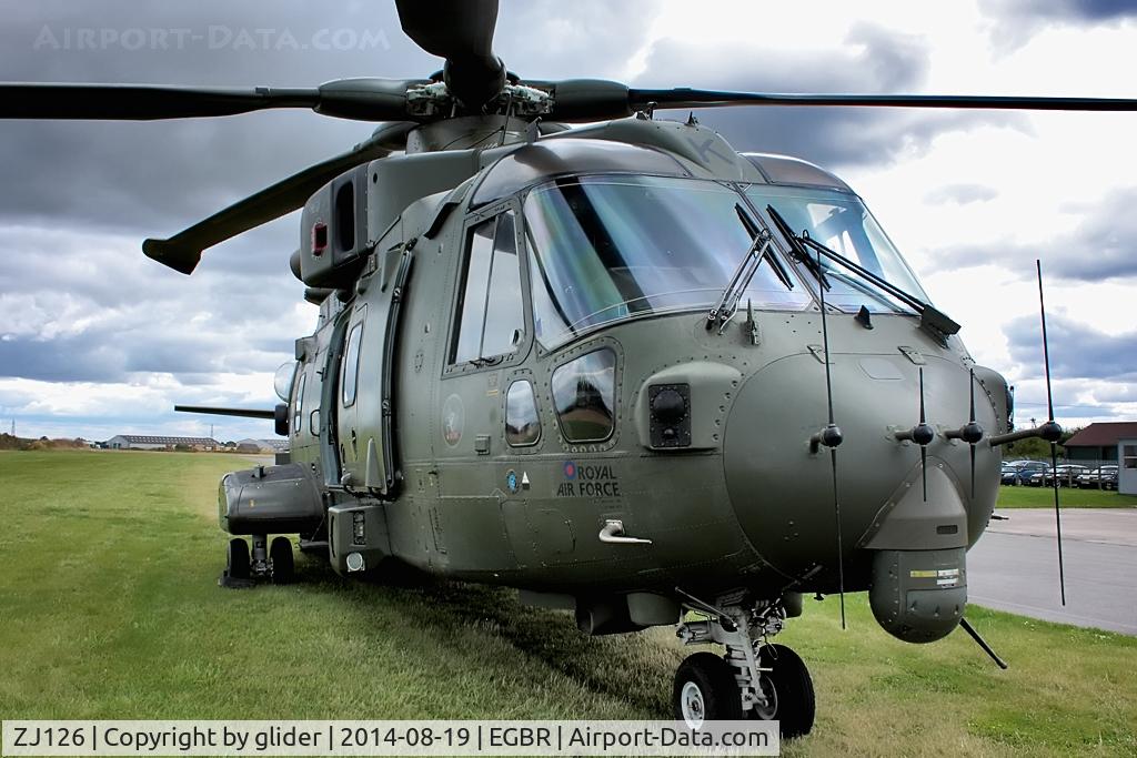 ZJ126, 2000 Westland Merlin HC.3 C/N 50141/RAF10, The crew presented a flag to the Real Aeroplane Company ...78 Squadron is to disband in December 2014 with its aircraft going to the Fleet Air Arm