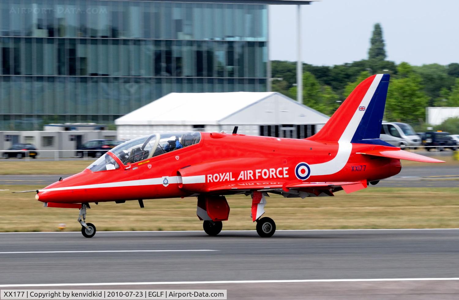 XX177, 1977 Hawker Siddeley Hawk T.1 C/N 024/312024, Arriving at FIA 2010.