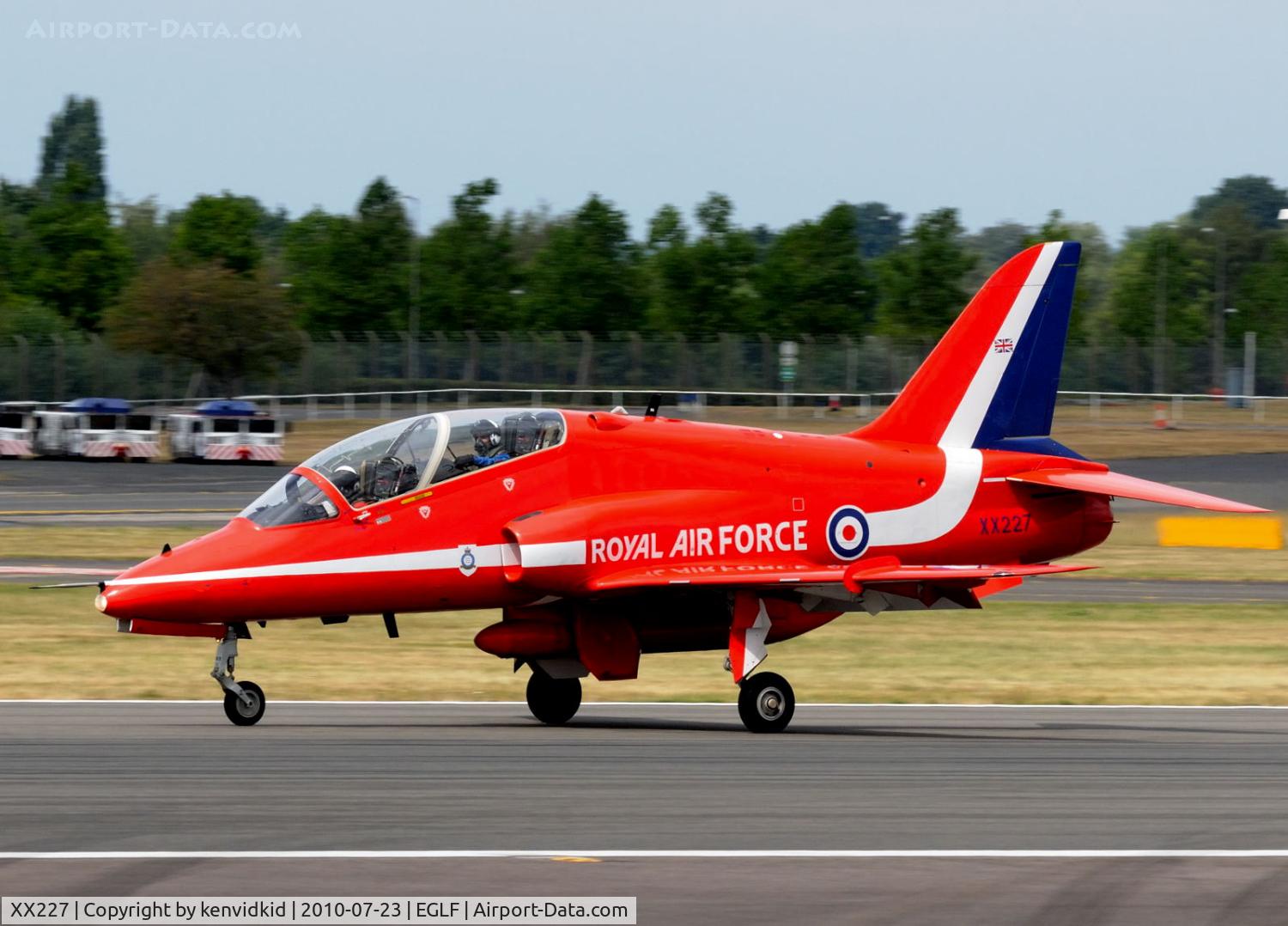XX227, 1978 Hawker Siddeley Hawk T.1A C/N 063/312063, Arriving at FIA 2010.