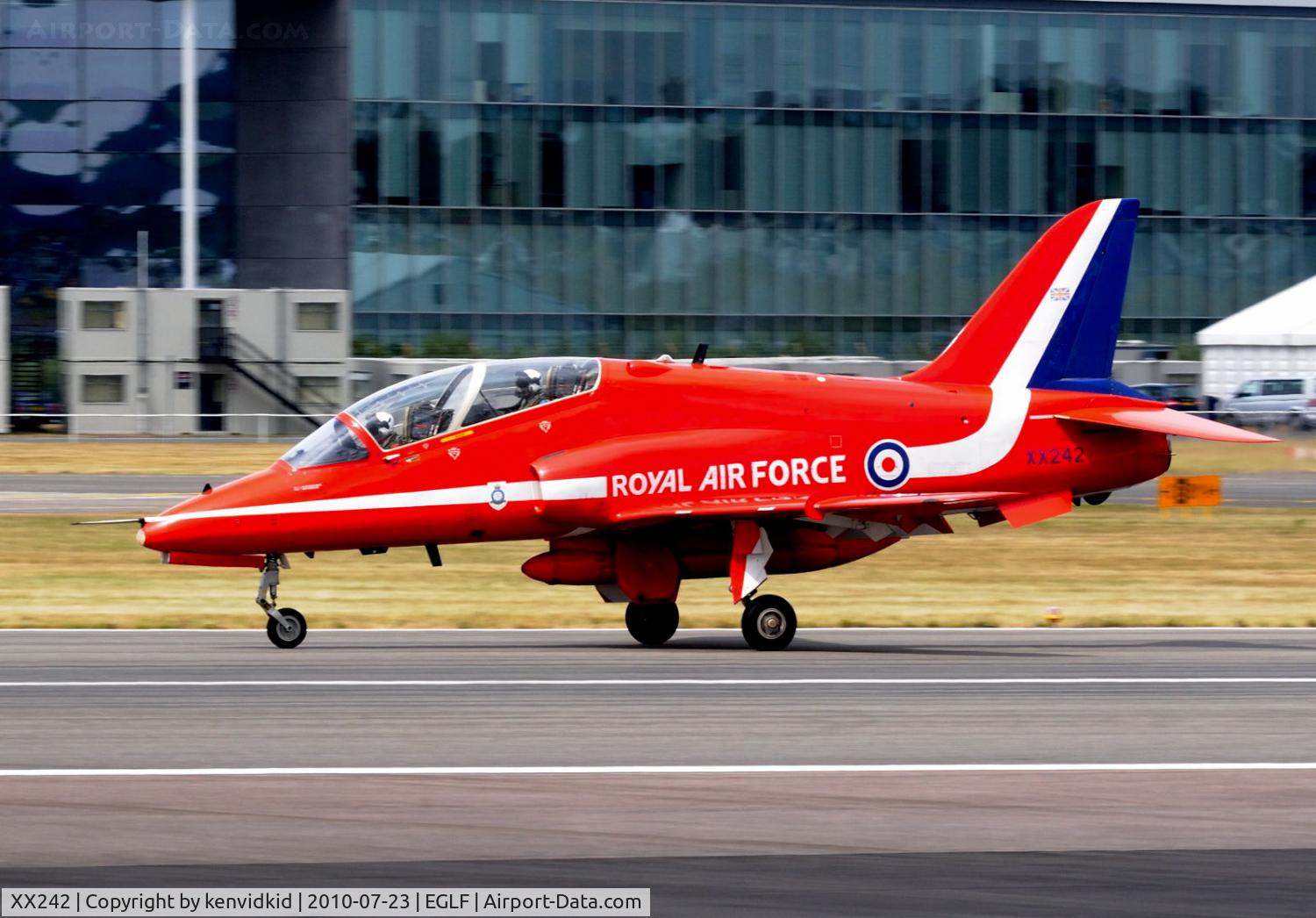 XX242, 1978 Hawker Siddeley Hawk T.1 C/N 078/312078, Arriving at FIA 2010.