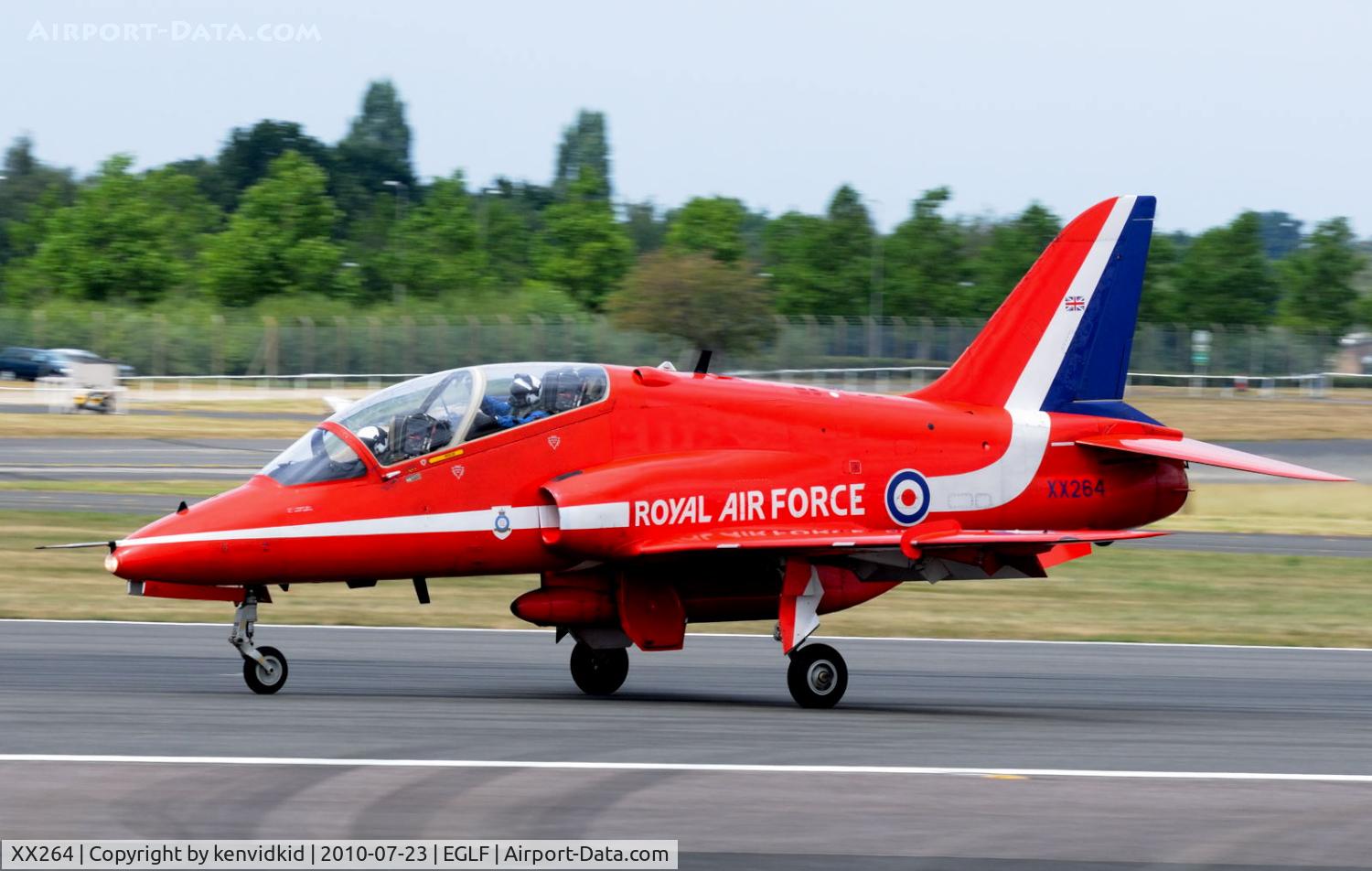 XX264, 1978 Hawker Siddeley Hawk T.1A C/N 100/312100, Arriving at FIA 2010.