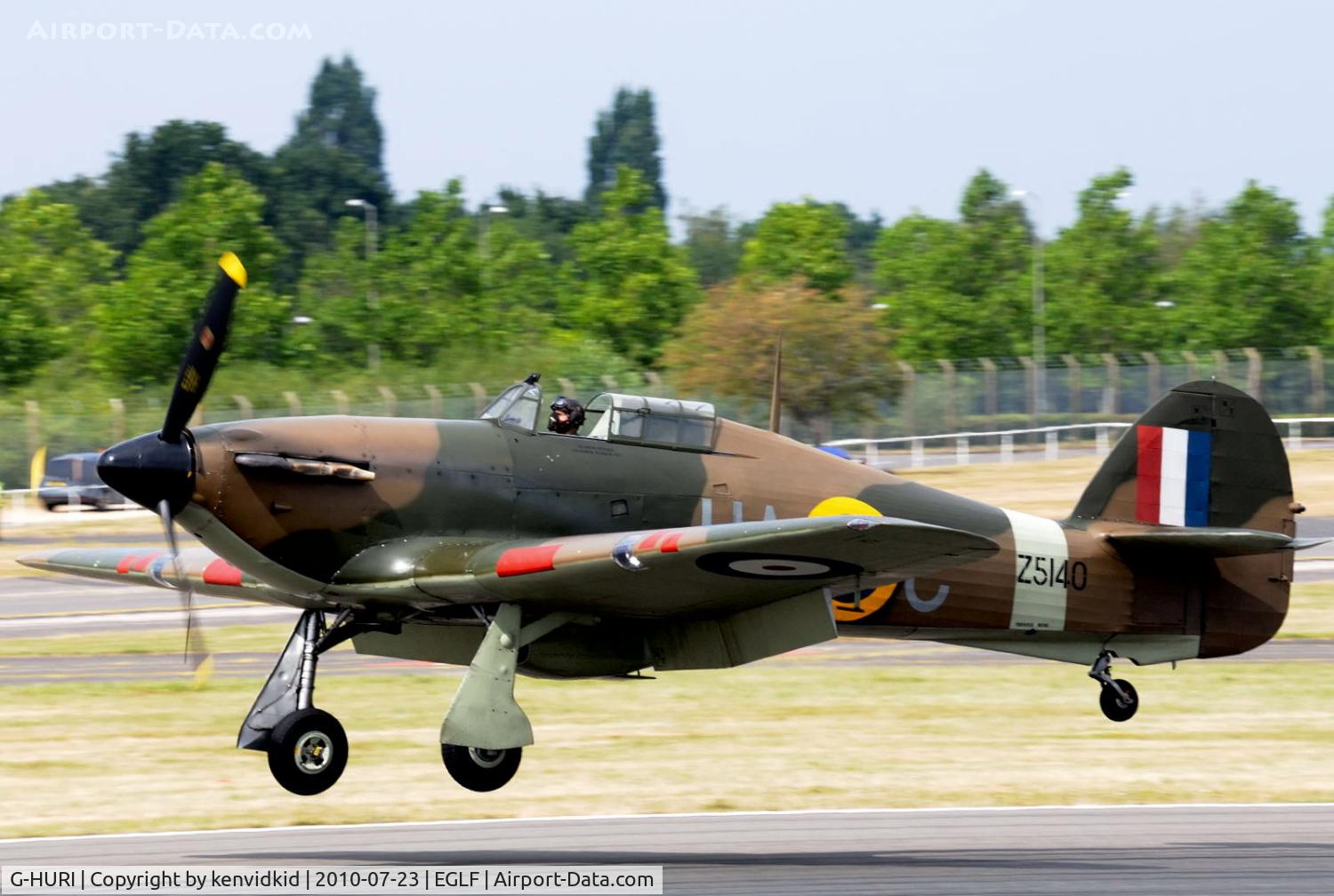 G-HURI, 1942 Hawker (CCF) Hurricane Mk12A C/N 72036, Displaying at FIA 2010.