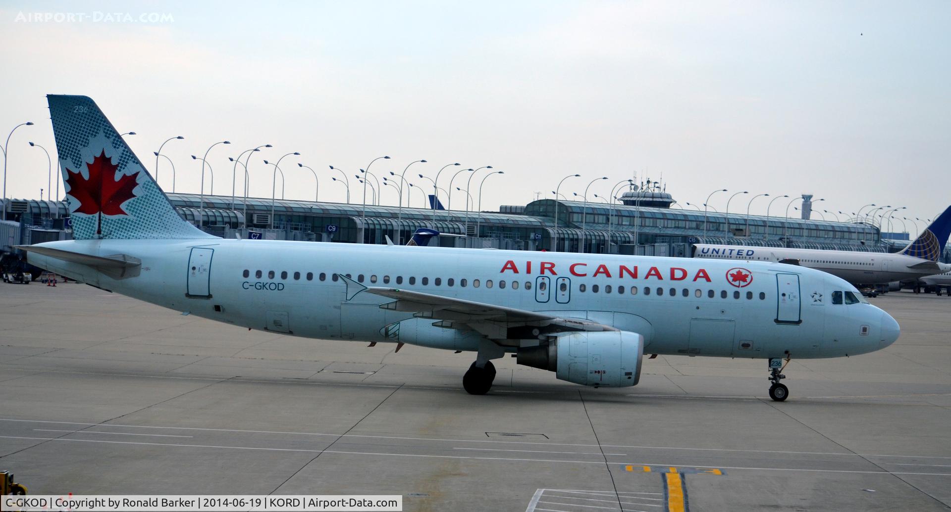 C-GKOD, 2002 Airbus A320-214 C/N 1864, Taxi to park O'Hare
