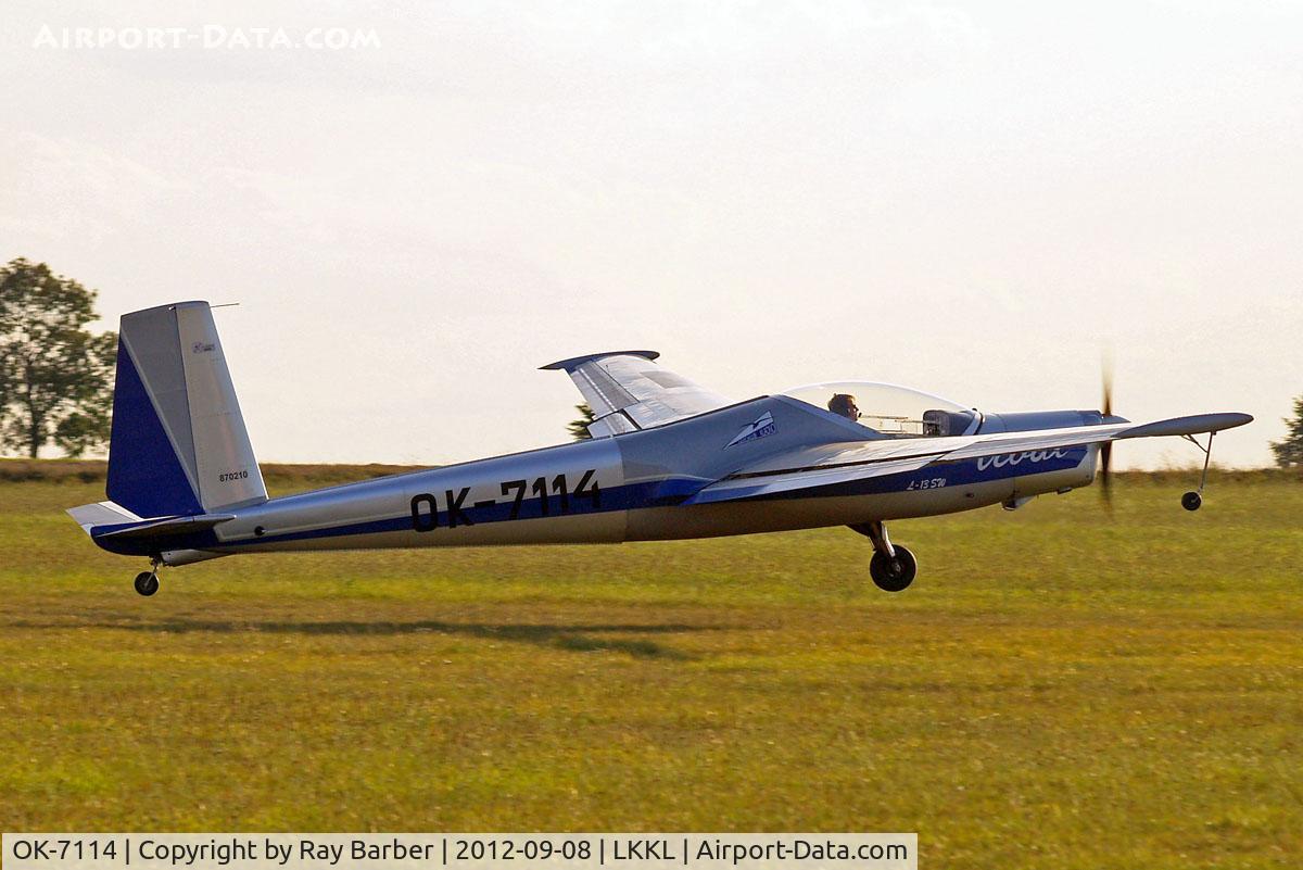 OK-7114, 1987 Aerotechnik L-13SW Vivat C/N 870210, Aerotechnik L-13SW Vivat [870210] Kladno~OK 08/09/2012. Seen departing.
