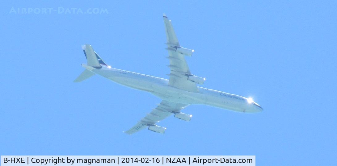 B-HXE, 1996 Airbus A340-313 C/N 157, Over home about 4000' on base leg to AKL