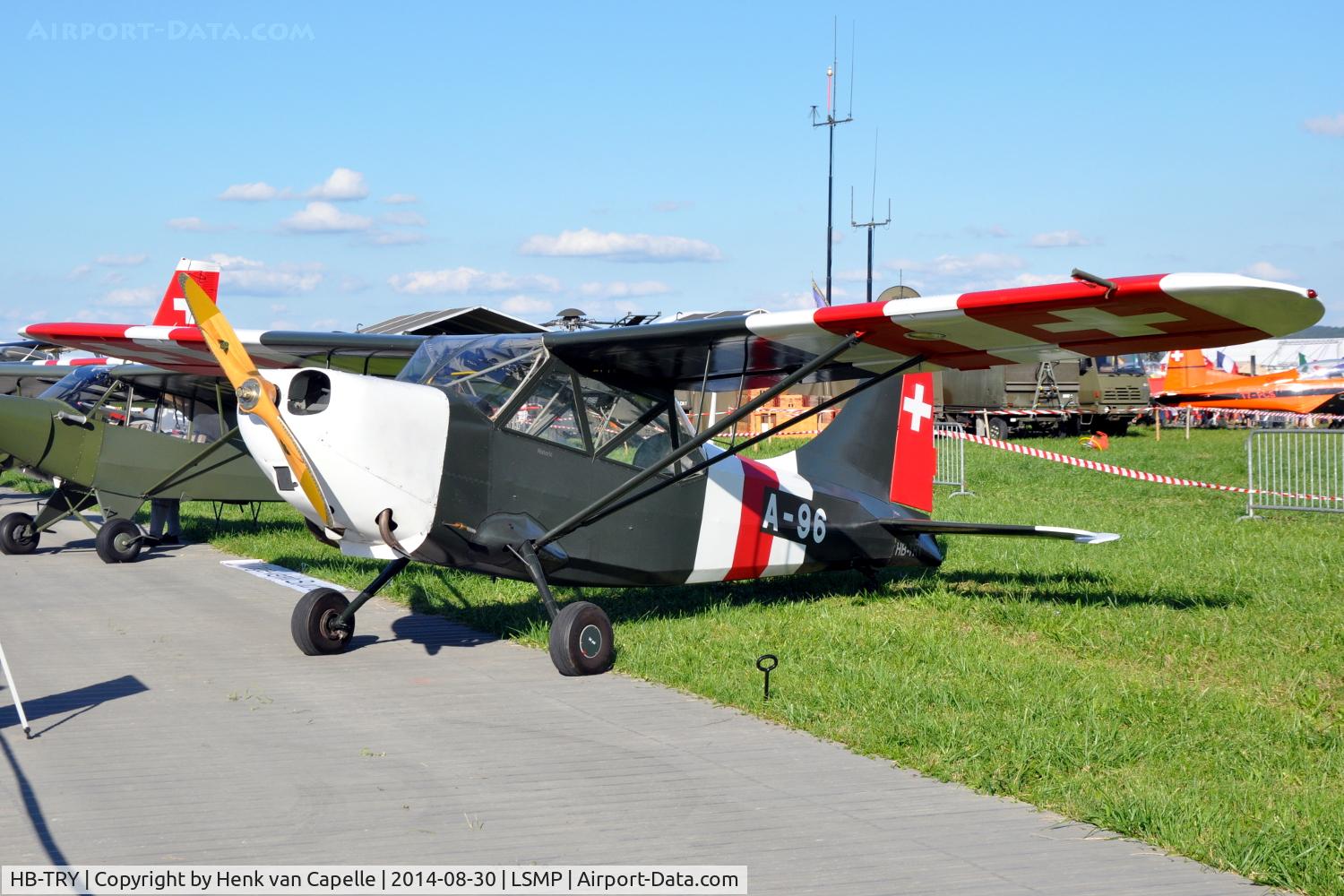 HB-TRY, 1942 Stinson L-5 Sentinel C/N 76-1427, Stinson L-5 Sentinel in Swiss AF colours at AIR14 at Payerne Air Base, Switzerland.
