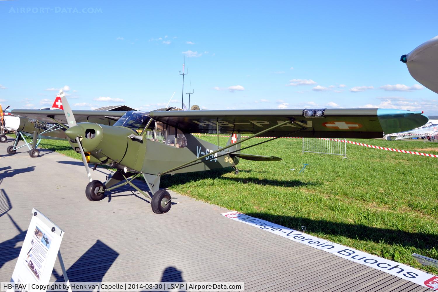 HB-PAV, 1963 Piper PA-18-150 Super Cub Super Cub C/N 18-8055, Piper Super Cub displayed at AIR14 at Payerne Air Base, Switzerland.