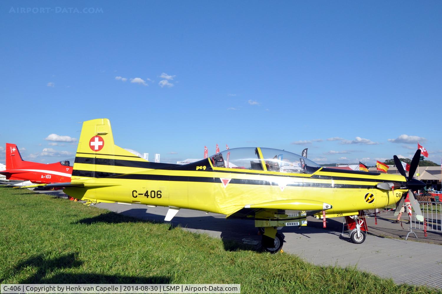 C-406, Pilatus PC-9 C/N 214, Pilatus PC-9 target tug of the Schweizer Luftwaffe (Swiss Air Force) at Payerne Air Base, AIR14.