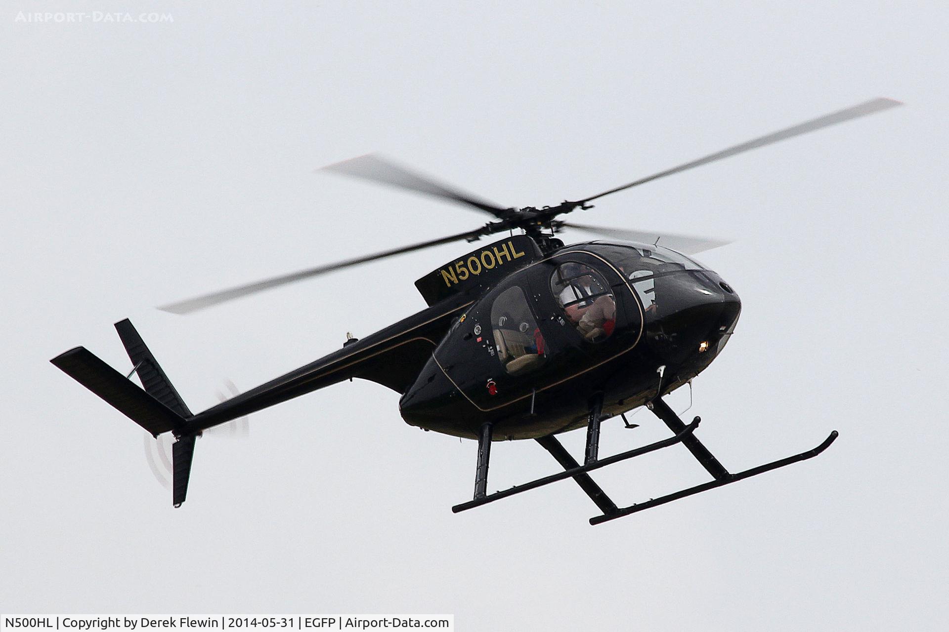 N500HL, Hughes 369HS C/N 110288-S, Hughes 369HS, ex Argentine Navy, seen letting down at EGFP.