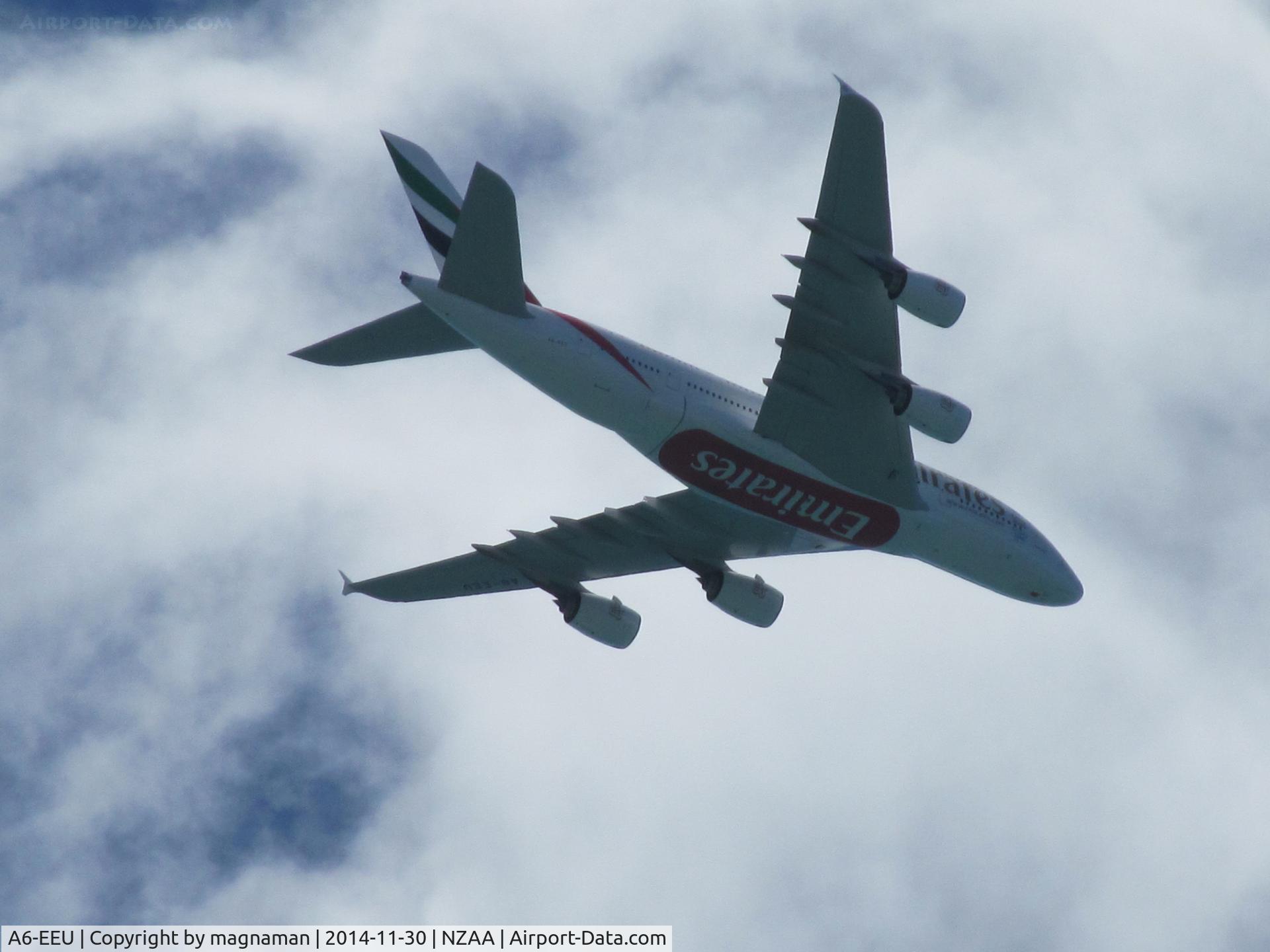 A6-EEU, 2013 Airbus A380-861 C/N 147, Over home at about 3500' on base leg to AKL