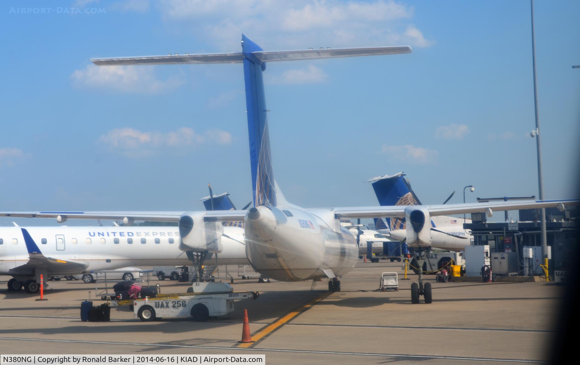 N380NG, 2011 Bombardier DHC-8-402 Dash 8 C/N 4380, At the gate IAD