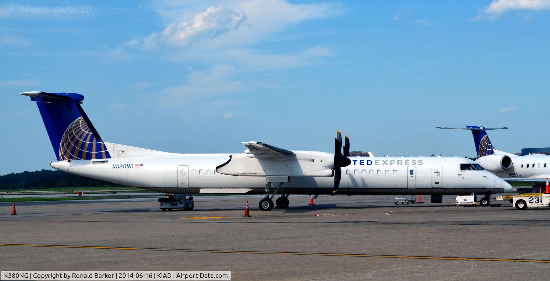 N380NG, 2011 Bombardier DHC-8-402 Dash 8 C/N 4380, At the gate IAD