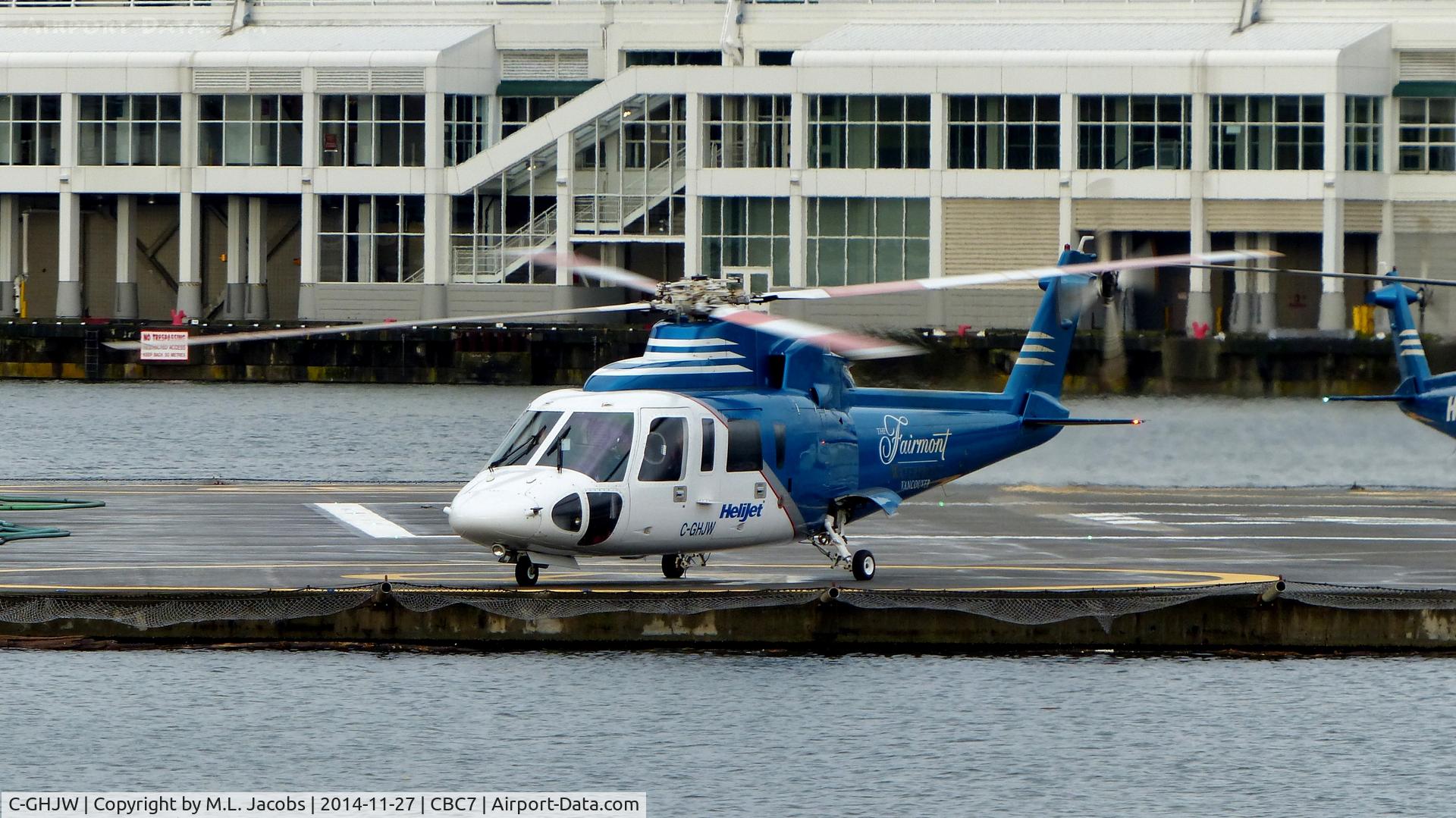 C-GHJW, 1980 Sikorsky S-76A C/N 760074, Helijet preparing for departure from Vancouver Harbour Heliport.
