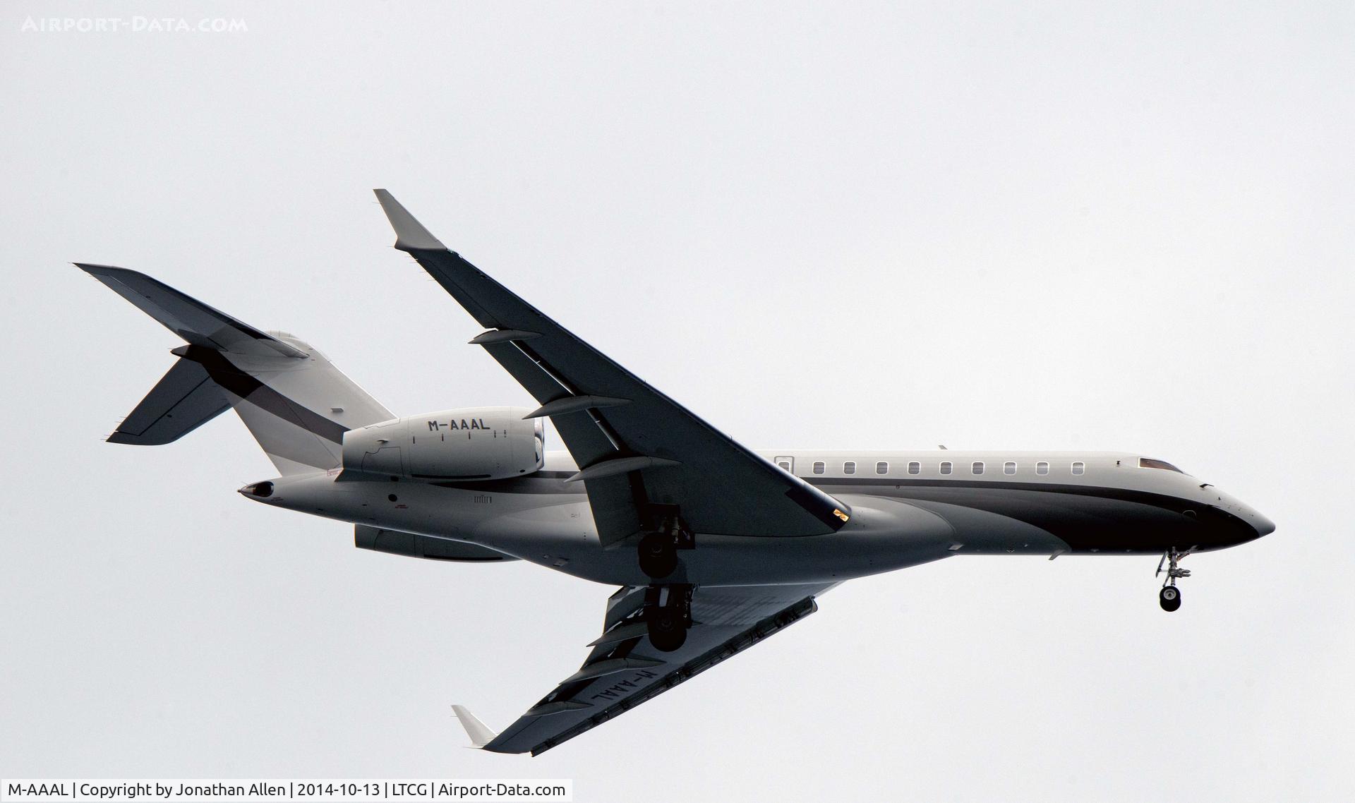 M-AAAL, 2011 Bombardier BD-700-1A10 Global Express C/N 9443, On approach to Trabzon airport, Turkey.