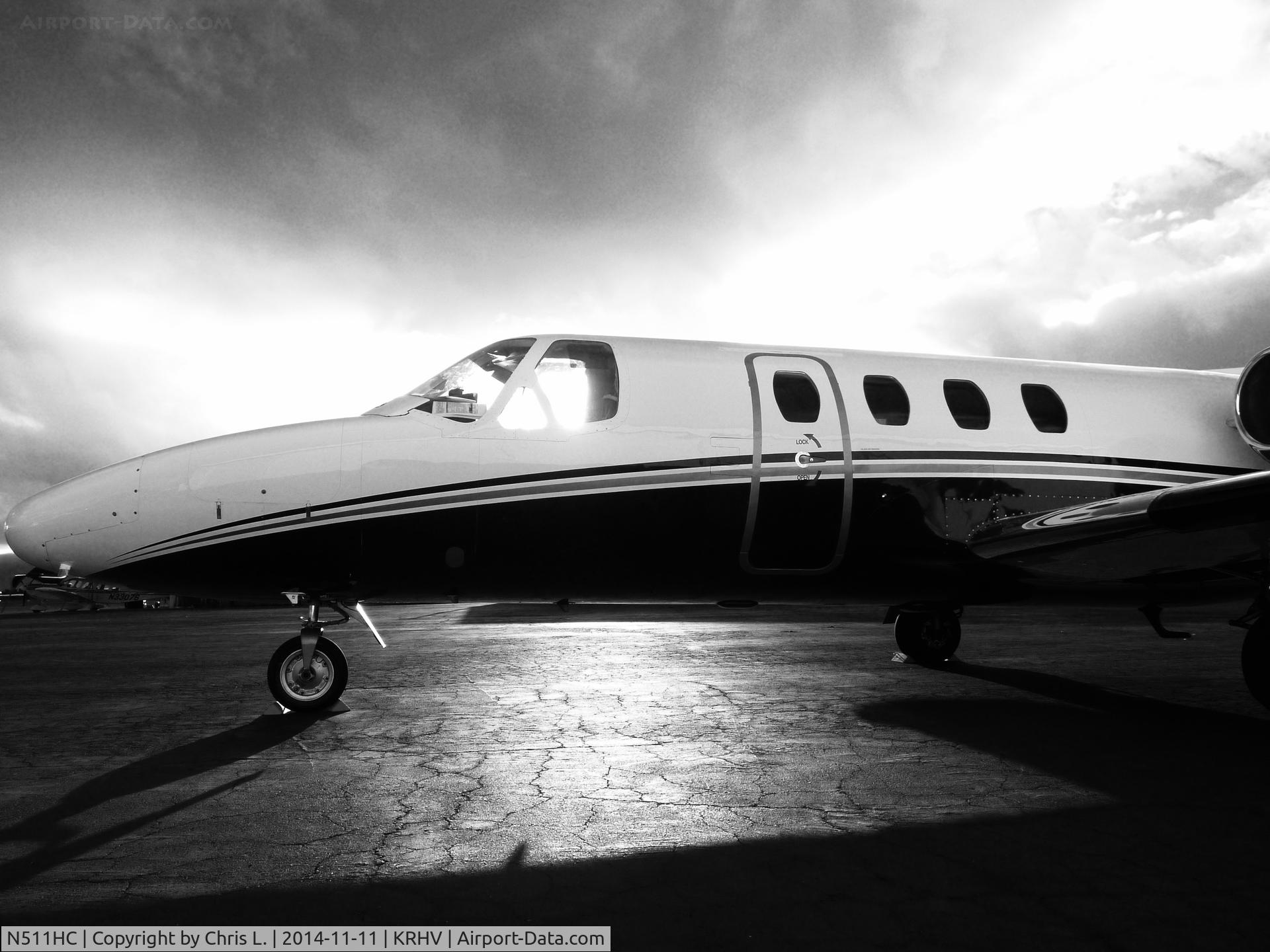 N511HC, 1979 Cessna 501 Citation I/SP C/N 501-0136, A rare transient Cessna Citation I sitting in front of the Lafferty Aircraft Sales hangar at Reid Hillview, CA.