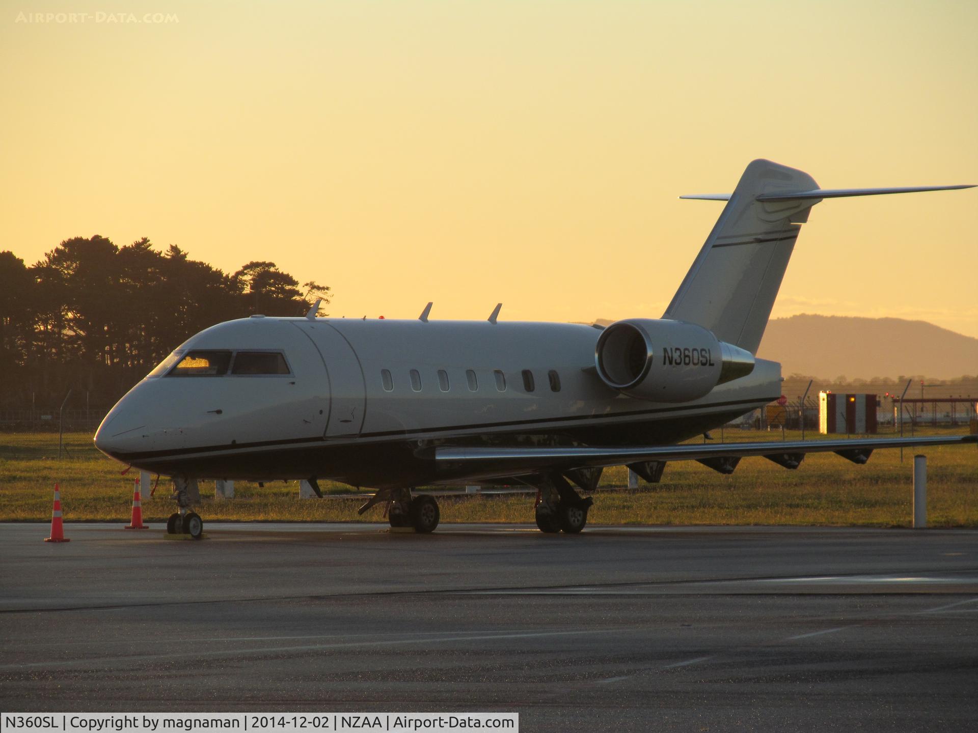 N360SL, 1991 Canadair Challenger 601-3A (CL-600-2B16) C/N 5089, Actually c/n 5456 ex VH-VLC. Snapped on convair apron just after dawn today. Since followed me down to Wellington.