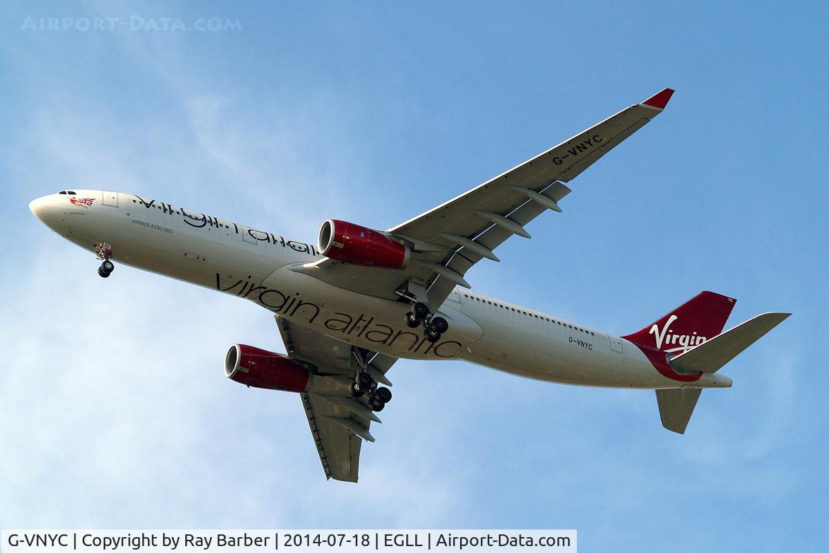 G-VNYC, 2012 Airbus A330-343X C/N 1315, Airbus A330-343X [1315] (Virgin Atlantic) Home~G 18/07/2014.  On approach 27R.