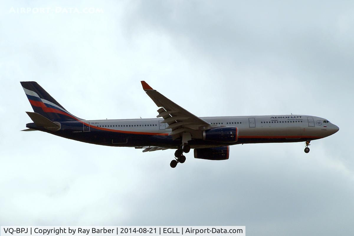 VQ-BPJ, 2012 Airbus A330-343 C/N 1328, Airbus A330-343X [1328] (Aeroflot Russian Airlines) Home~G 21/08/2014. On approach 27L.