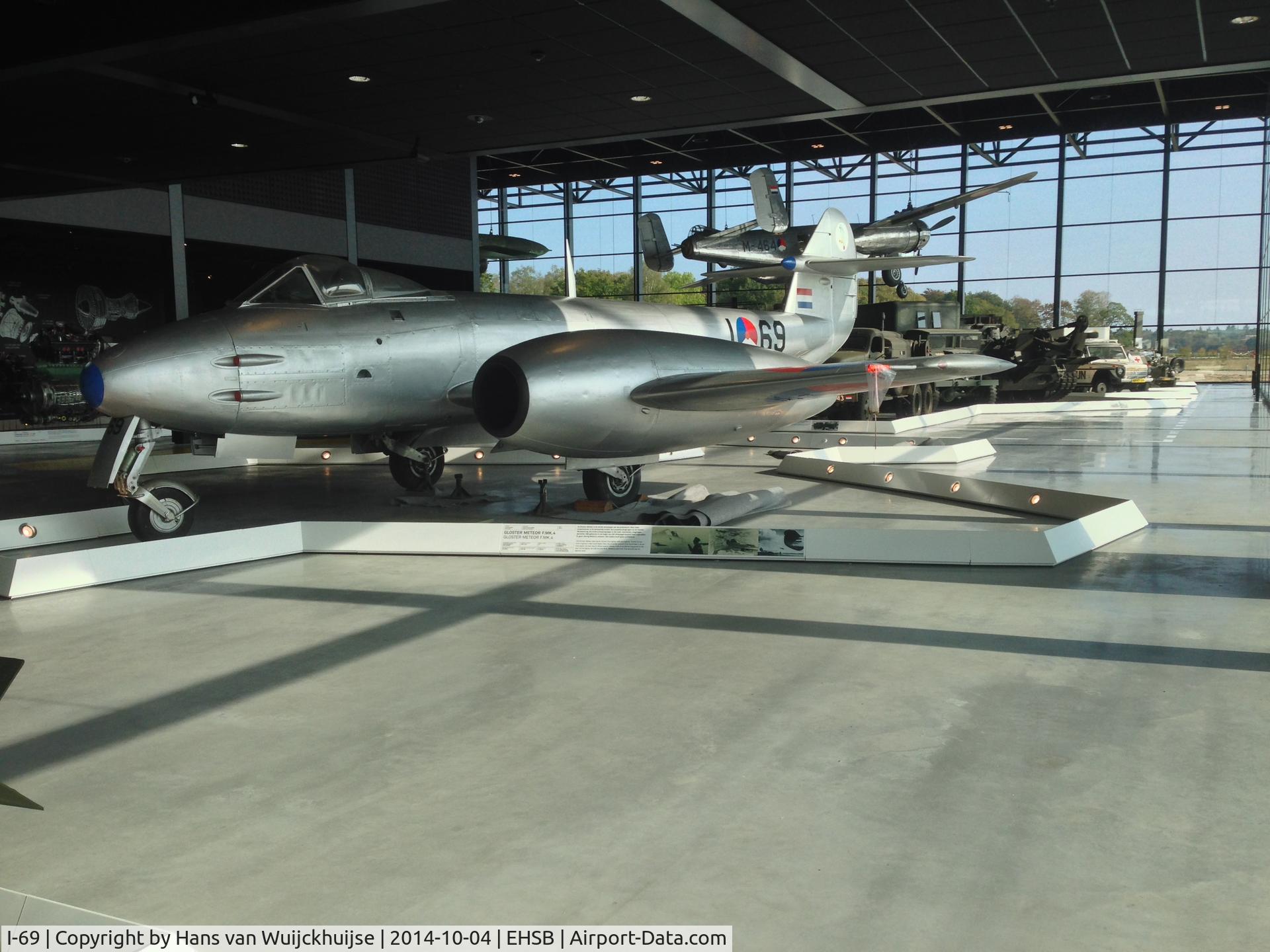 I-69, Gloster Meteor F.4 C/N Not found VZ409/I-69, On exhibition in the National Army Museum in Soesterberg (photographed in October 2014, 3 months before opening of the museum)