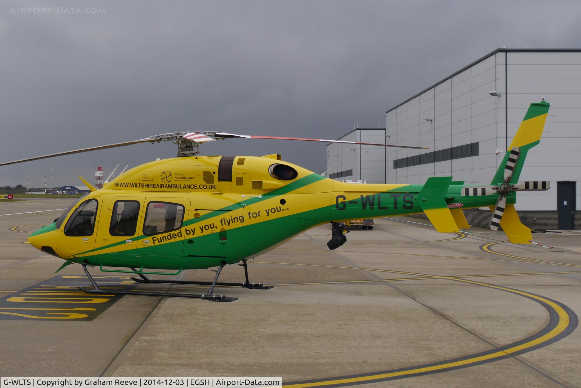 G-WLTS, 2014 Bell 429 GlobalRanger C/N 57191, Parked at Norwich.