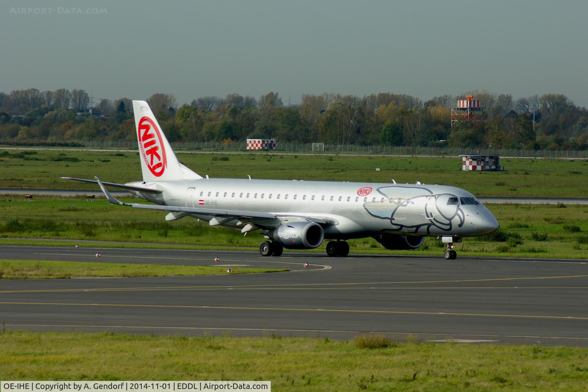 OE-IHE, 2010 Embraer 190LR (ERJ-190-100LR) C/N 19000387, Niki, is here on taxiway 
