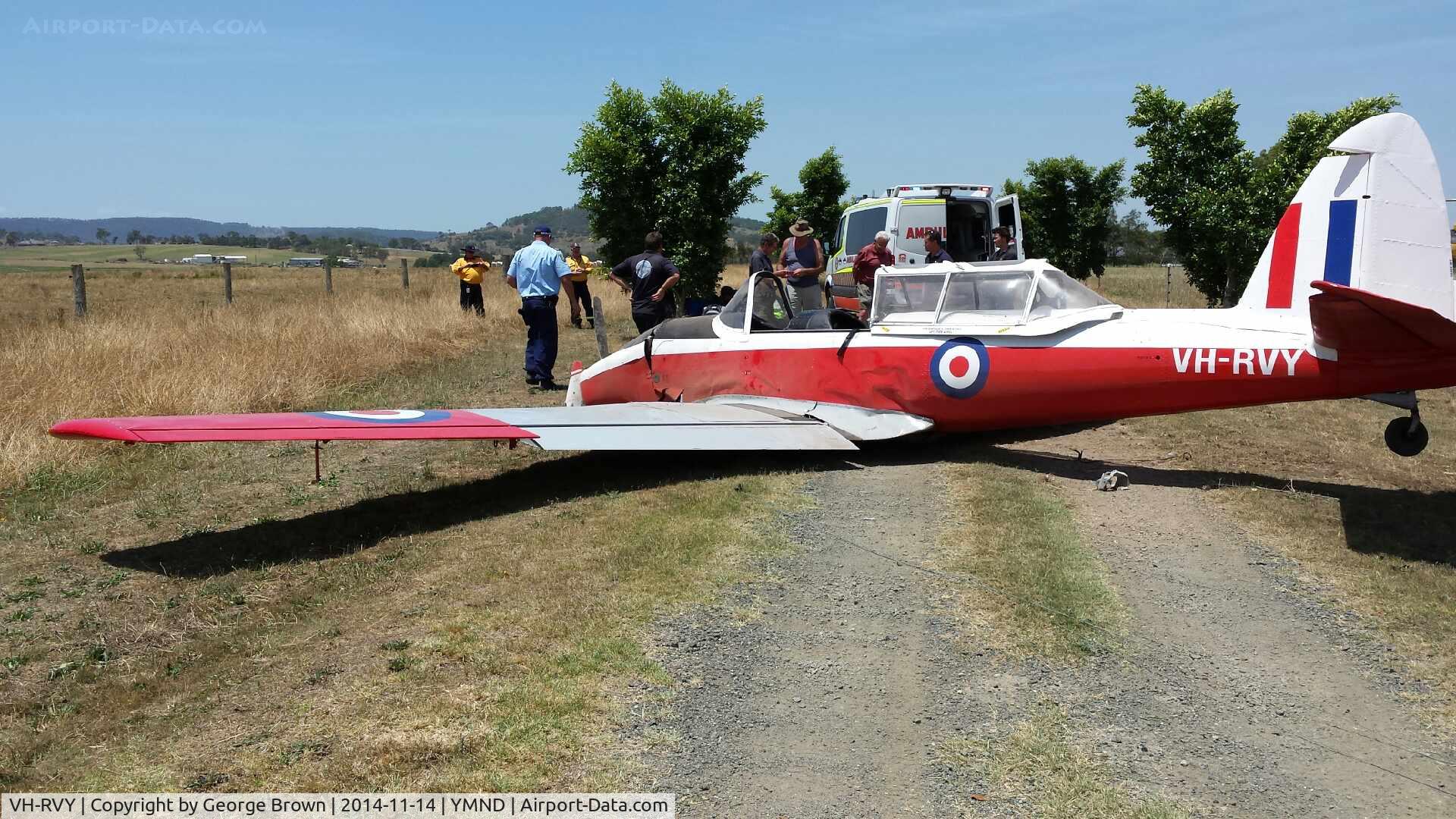 VH-RVY, 1951 De Havilland DHC-1 Chipmunk T.10 C/N C1/0472-DHB.f336, VH-RVY crashed on approach to Luskintyre airport near Maitland NSW, after suffering a propeller and engine overspeed problem